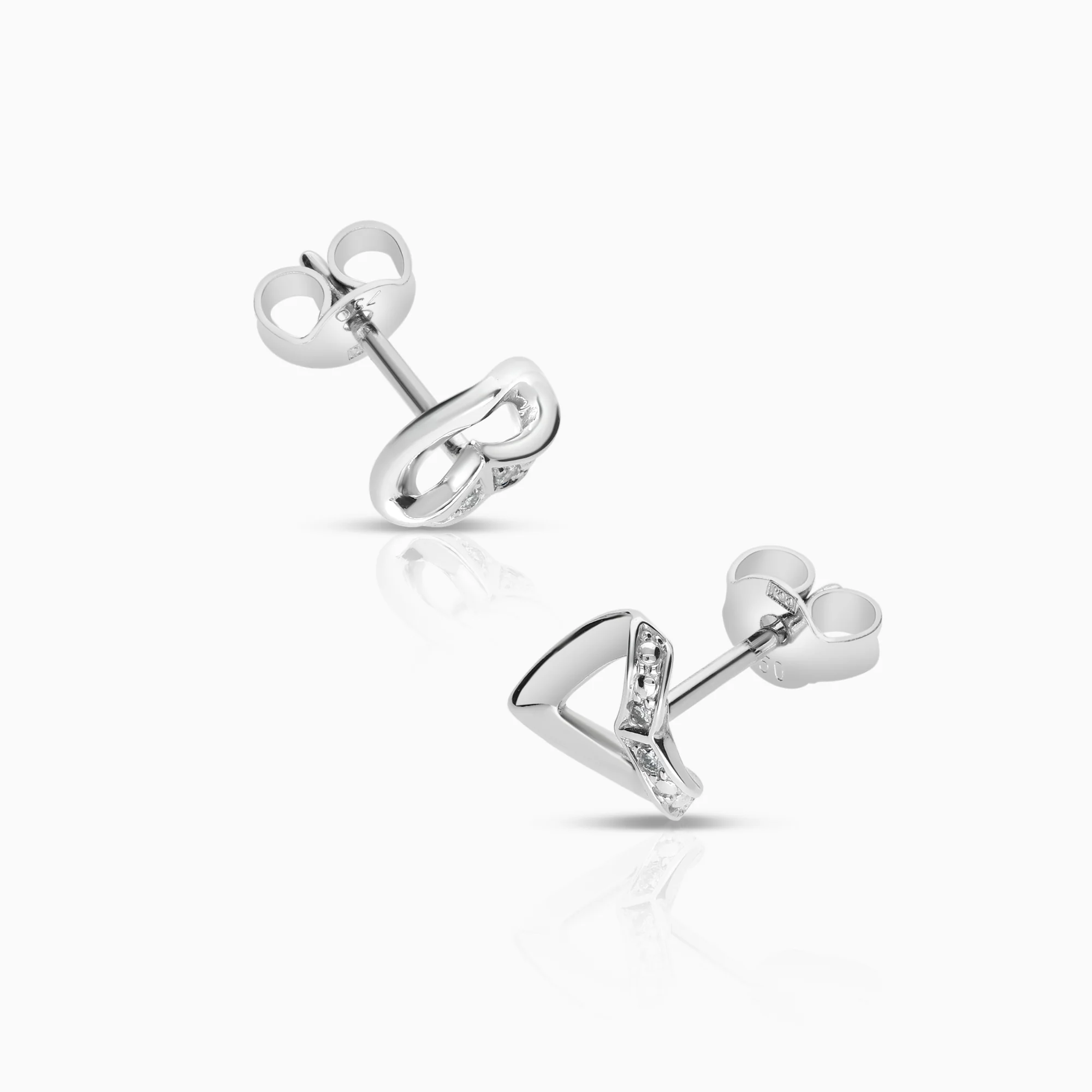 Diamond earrings 0.02ct 18K white gold - Image 2