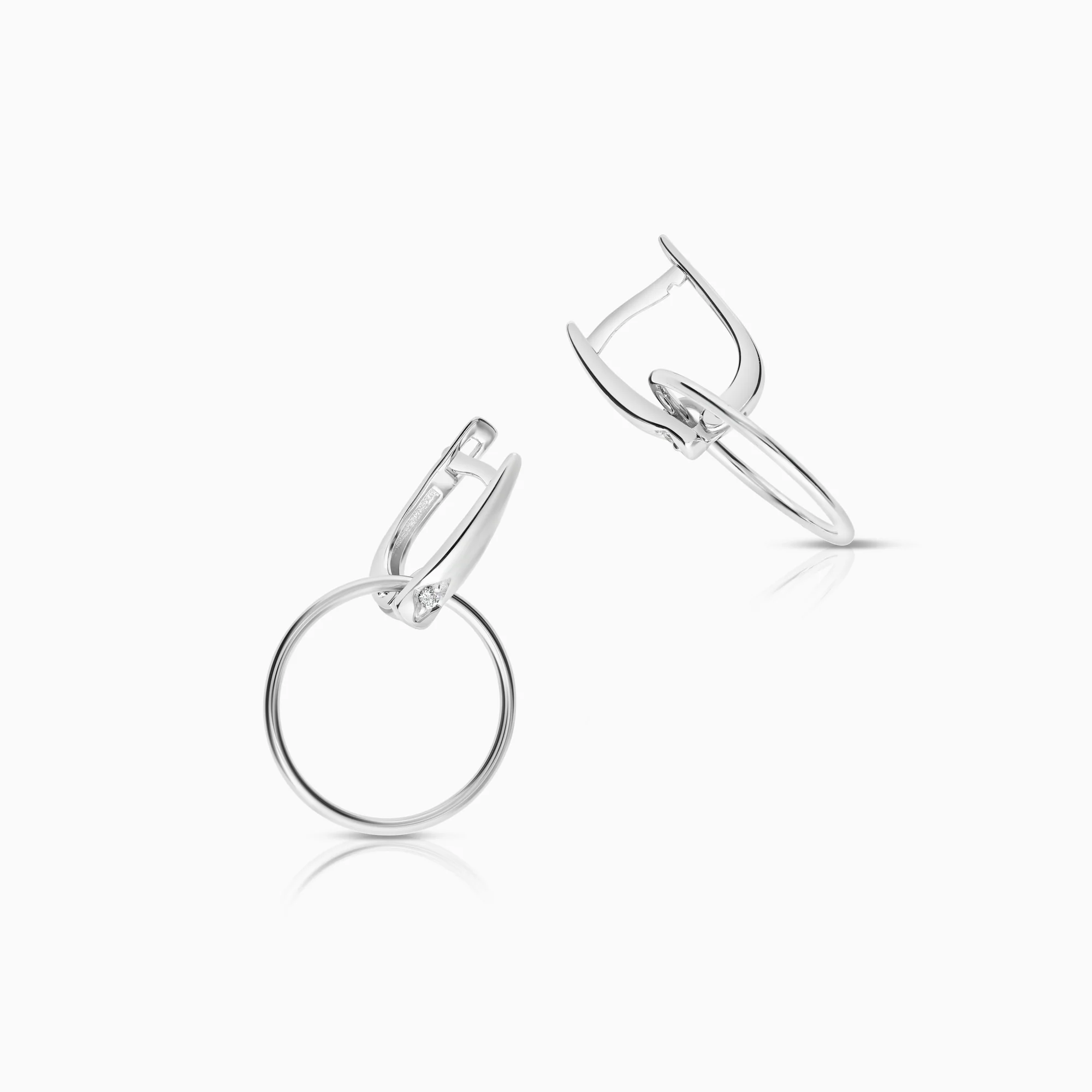 Diamond earrings 0.03ct 14K white gold - Image 2