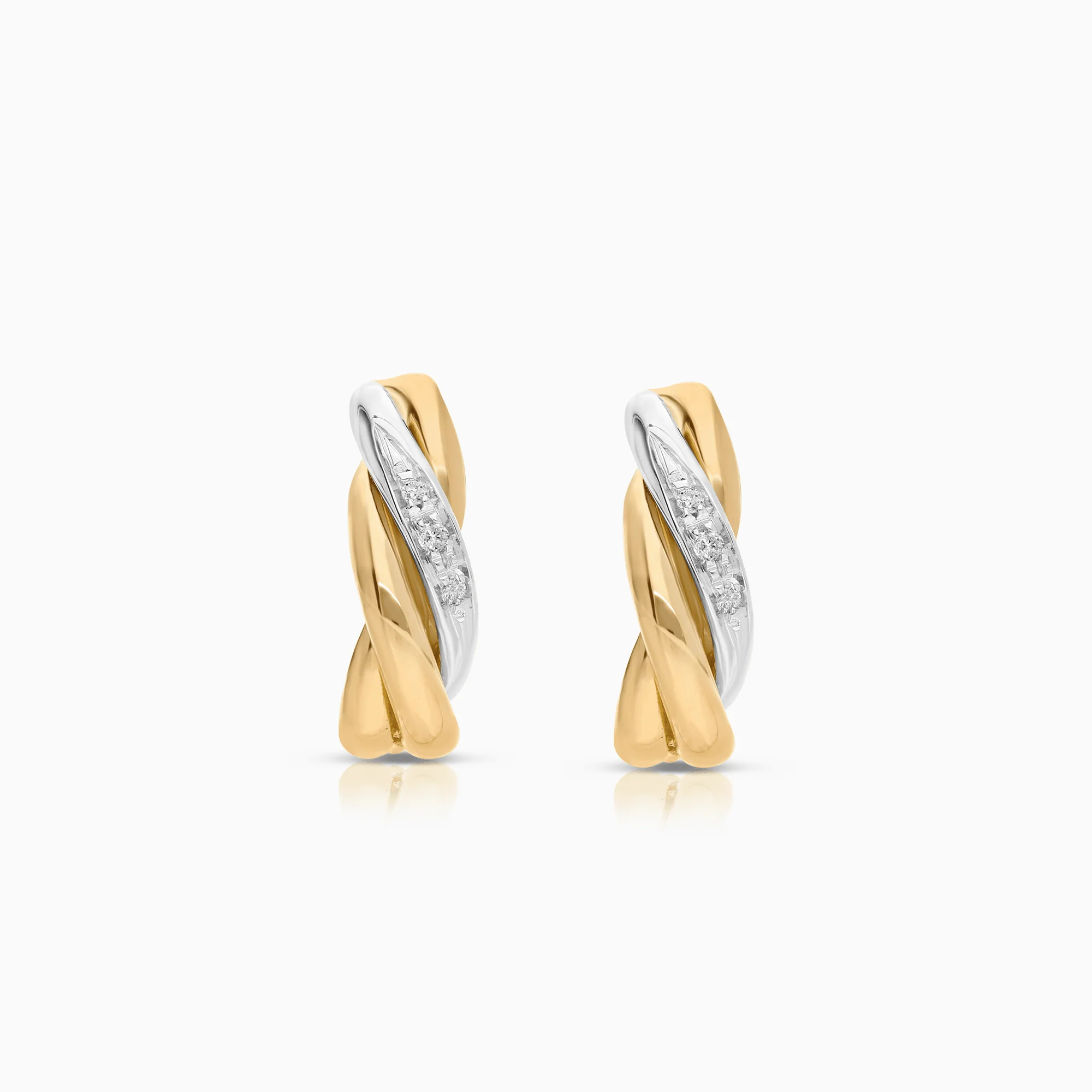 Diamond earrings 0.04ct 18K white/yellow gold