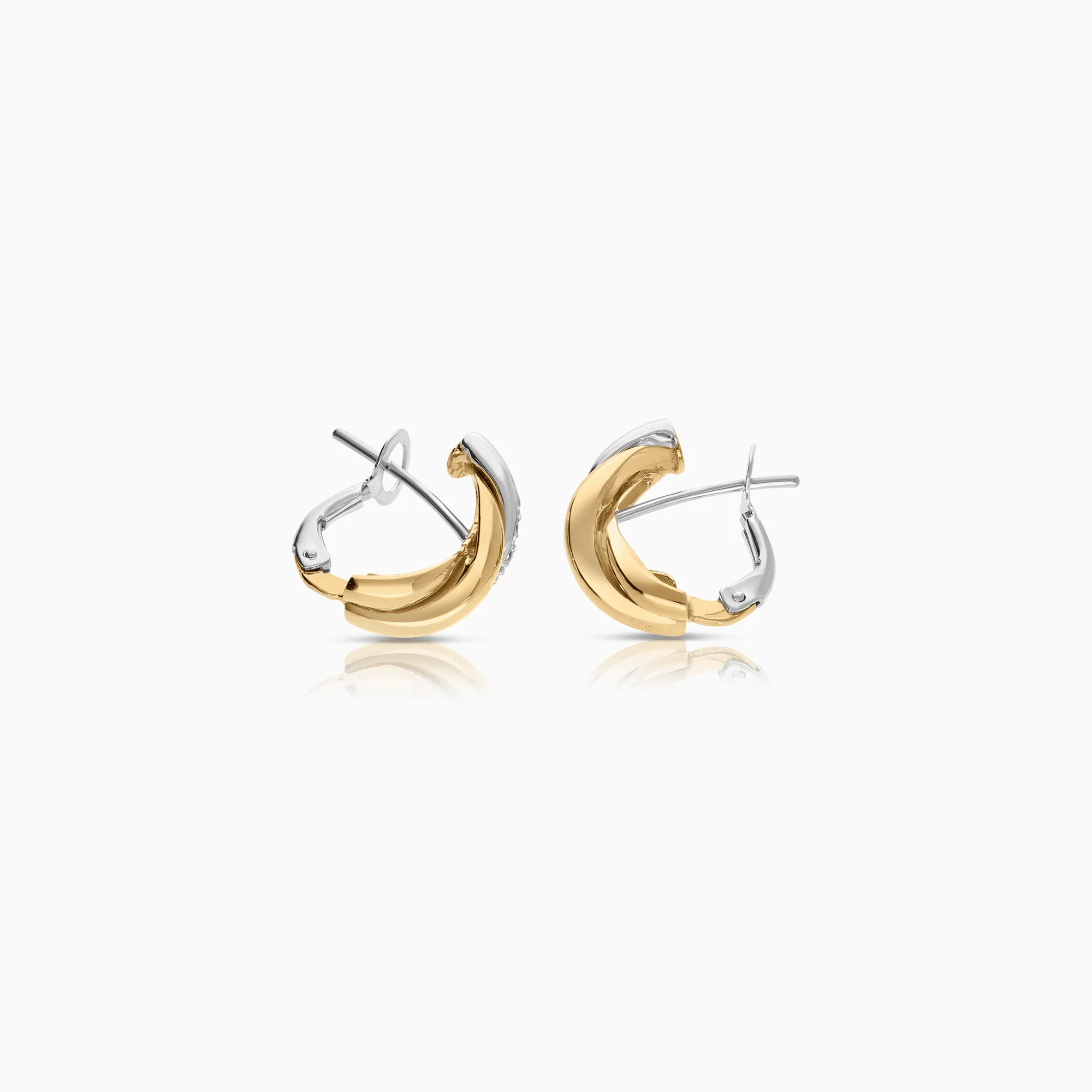 Diamond earrings 0.04ct 18K white/yellow gold - Image 2