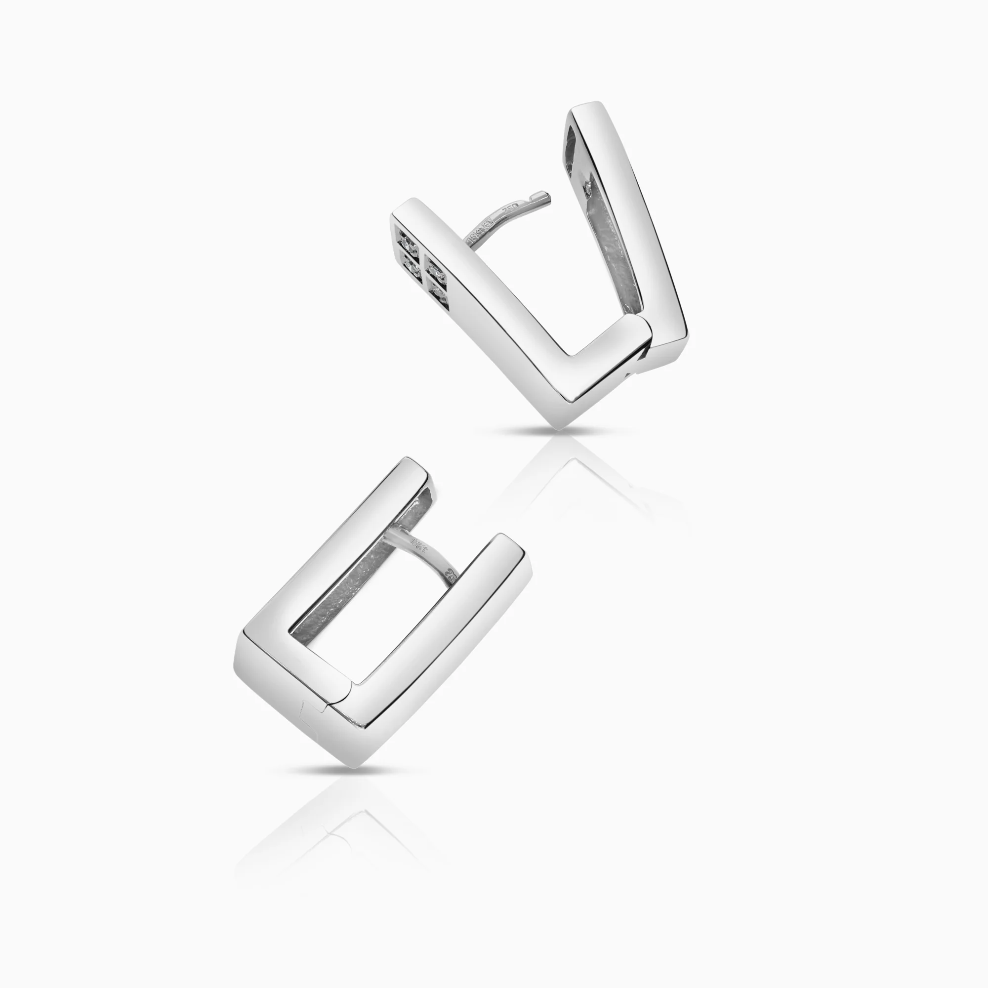 Diamond earrings 0.05ct 18K white gold - Image 2