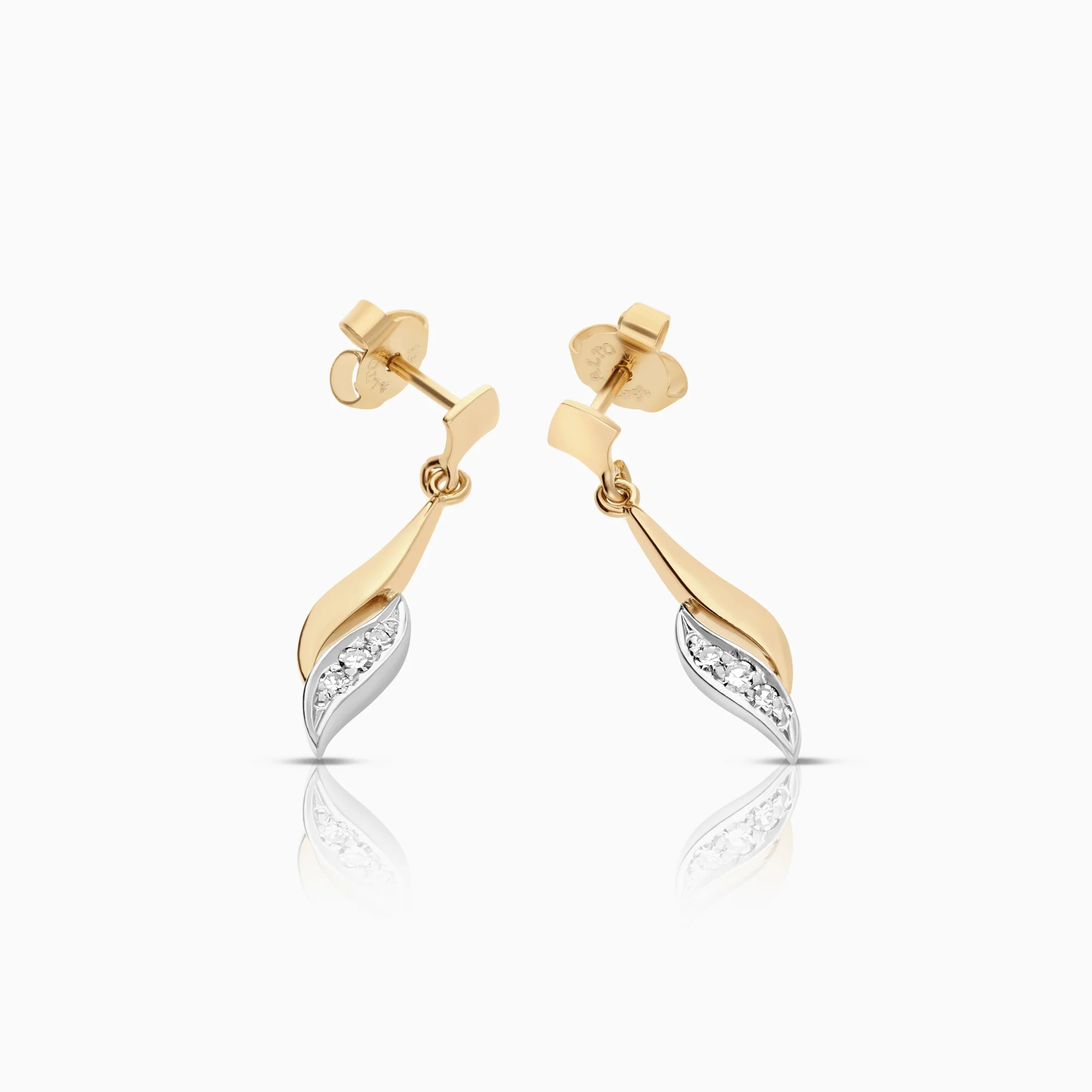 Diamond earrings 0.06ct 18K gold - Image 2