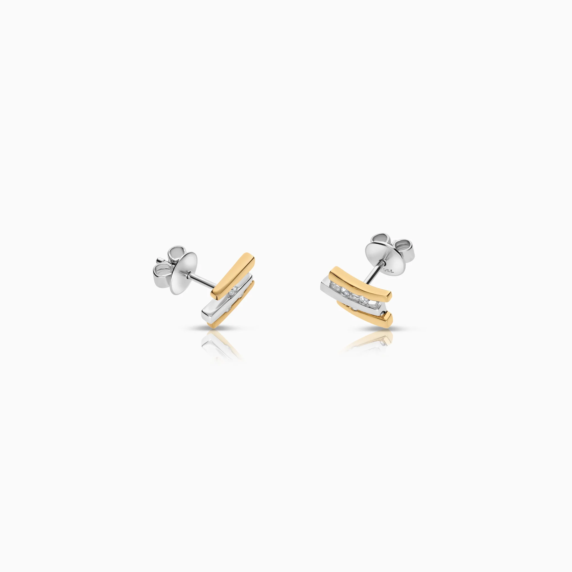 Diamond earrings 0.07ct 18K gold - Image 2