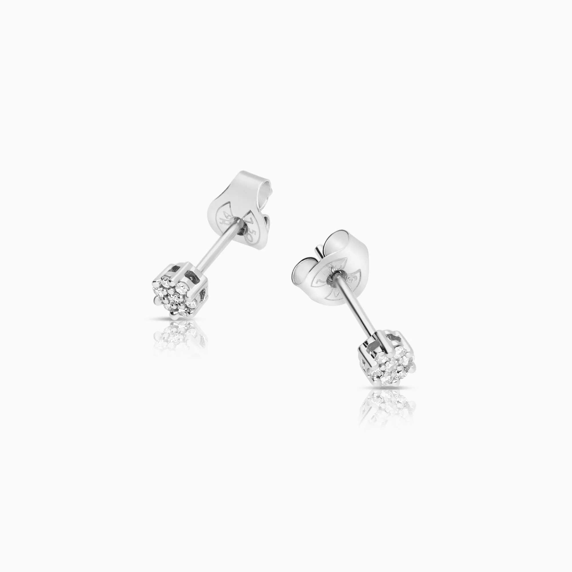 Diamond earrings 0.07ct 18K white gold - Image 2