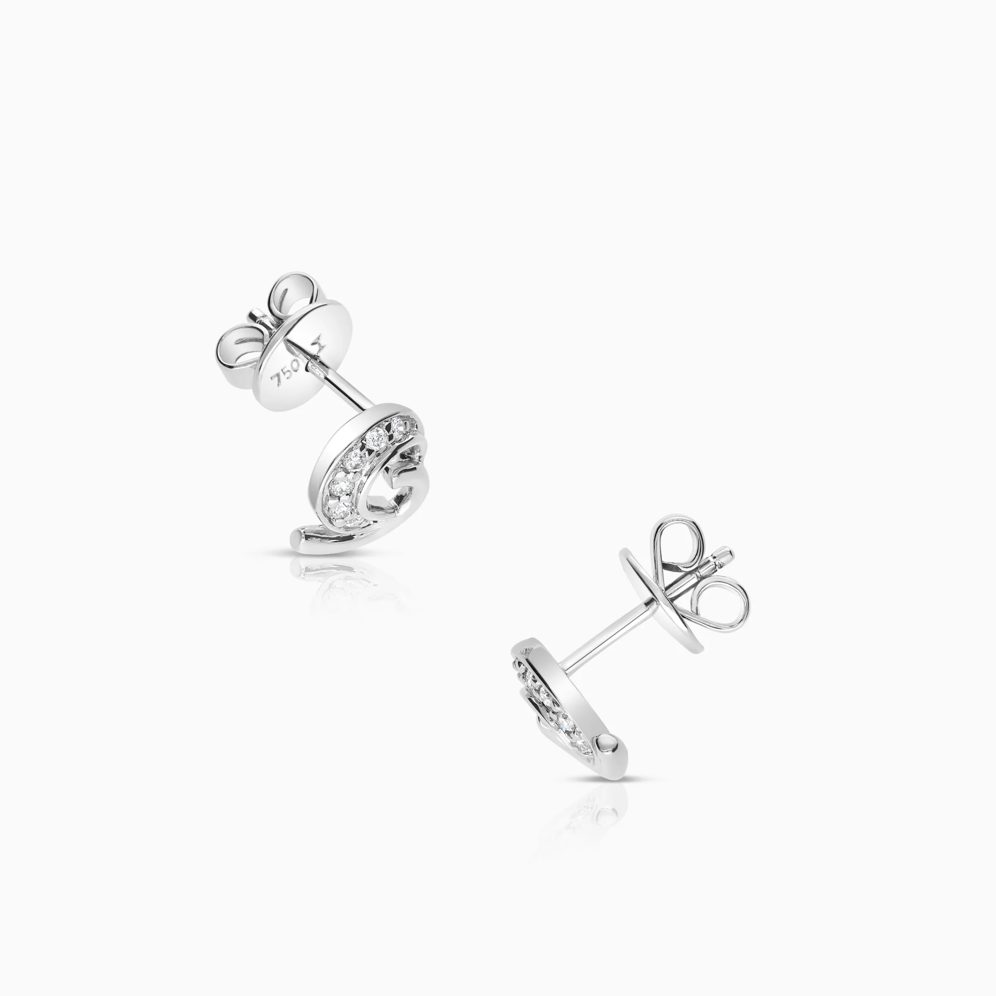 Diamond earrings 0.07ct 18K white gold - Image 2