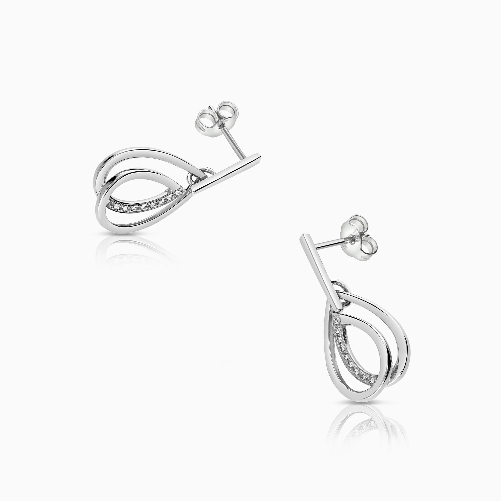 Diamond earrings 0.07ct 18K white gold - Image 2