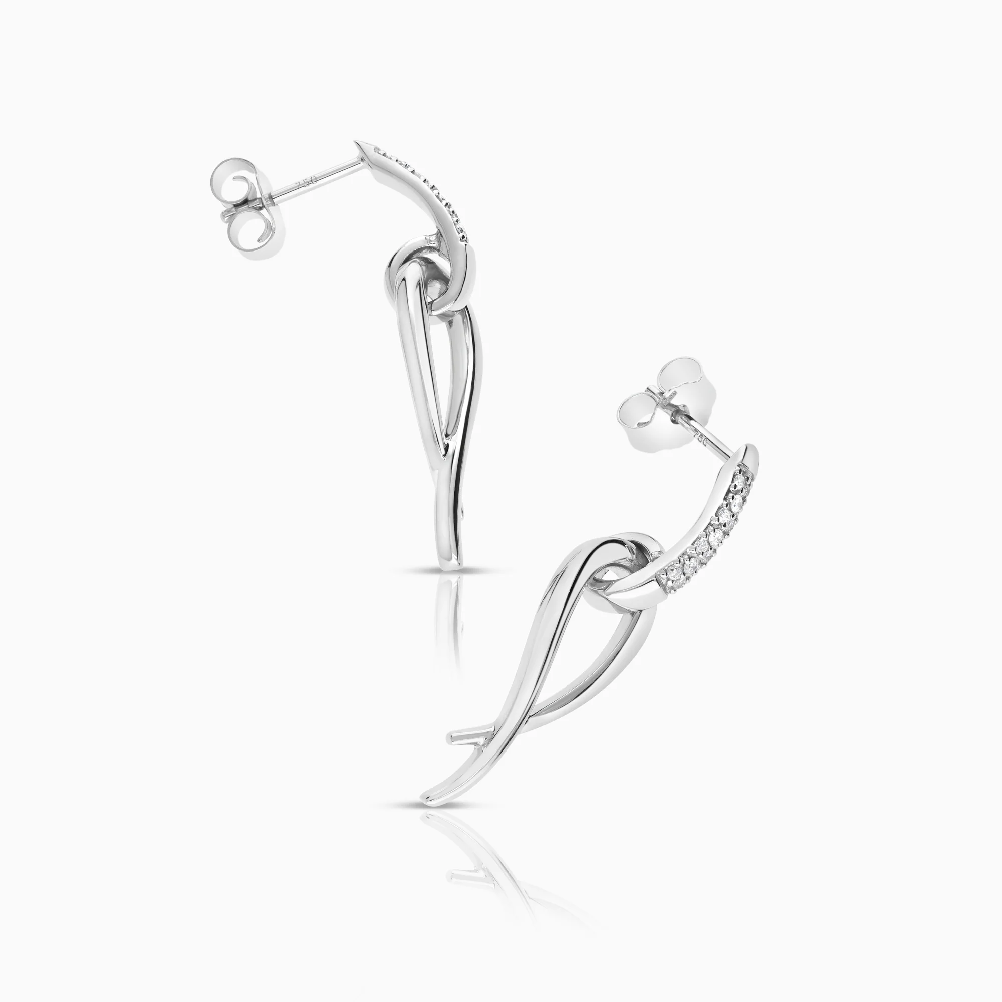 Diamond earrings 0.11ct 18K white gold - Image 2