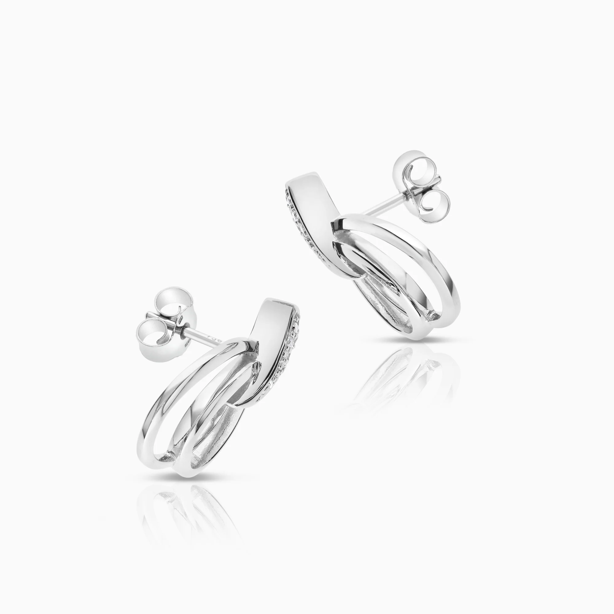Diamond earrings 0.13ct 18K white gold - Image 2