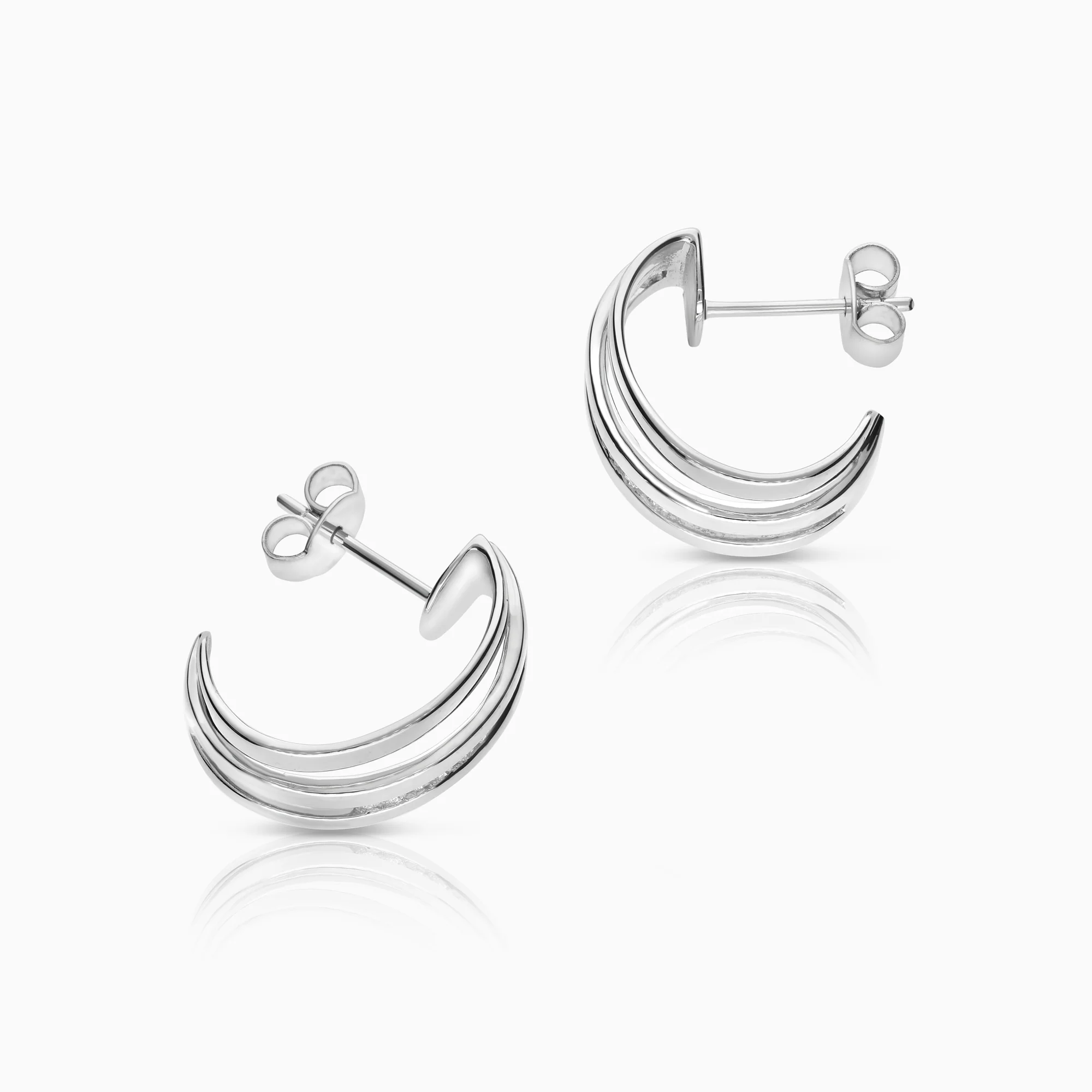 Diamond earrings 0.18ct 18K white gold - Image 2