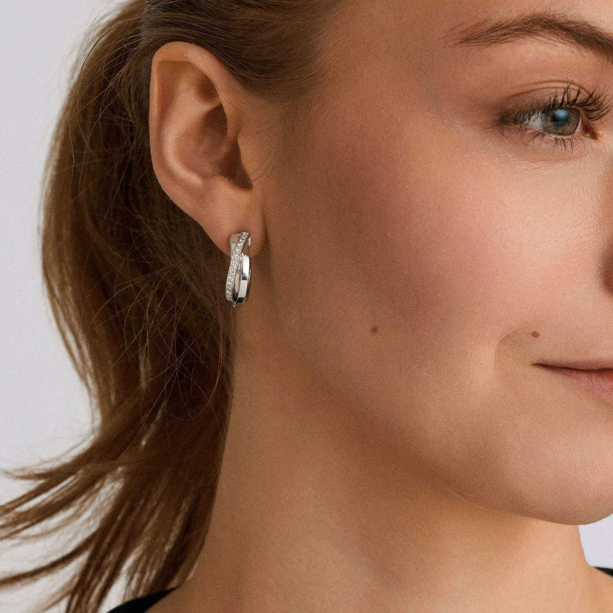 Diamond earrings 0.40ct 18K white gold - Image 2