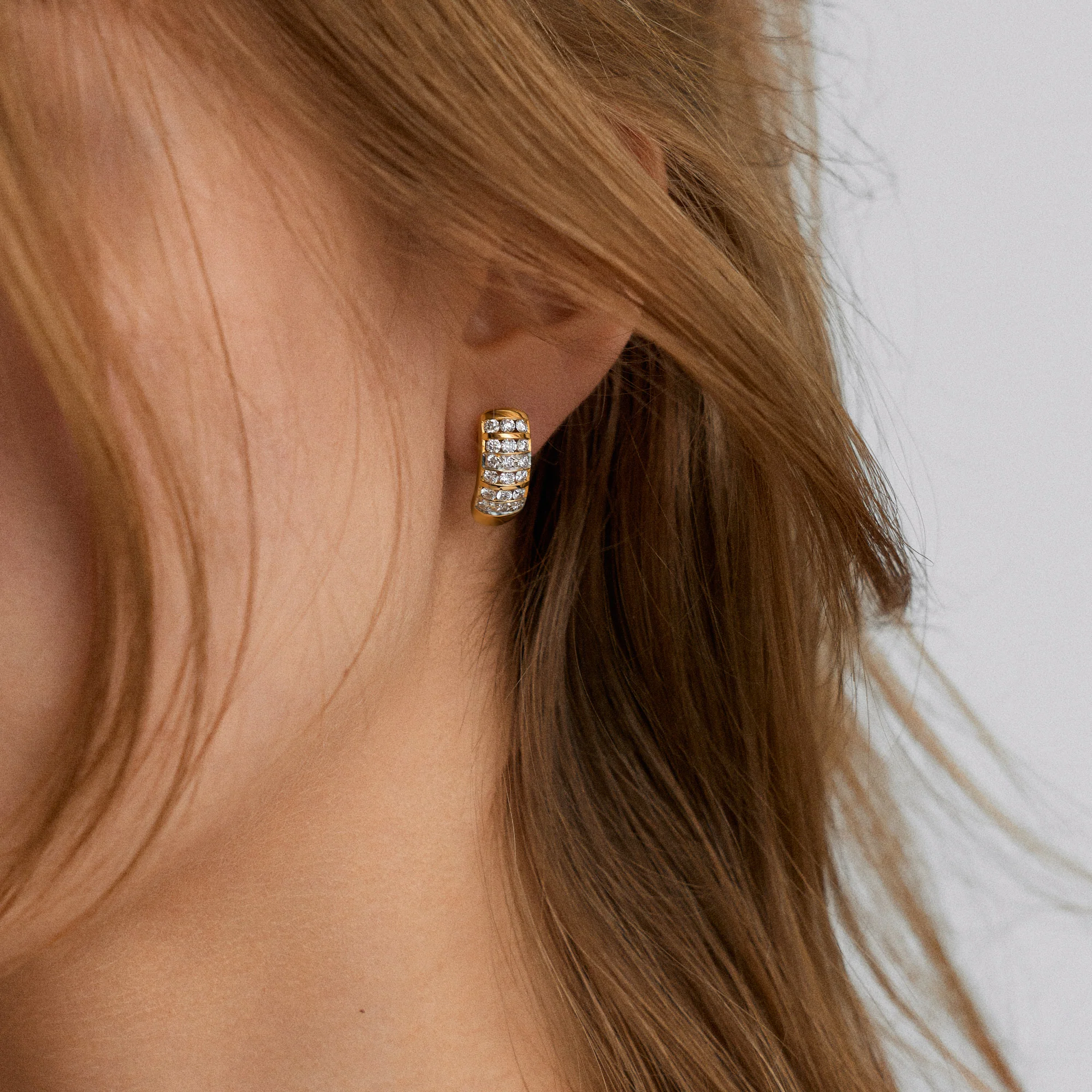 Diamond earrings 1.08ct 18K gold - Image 2