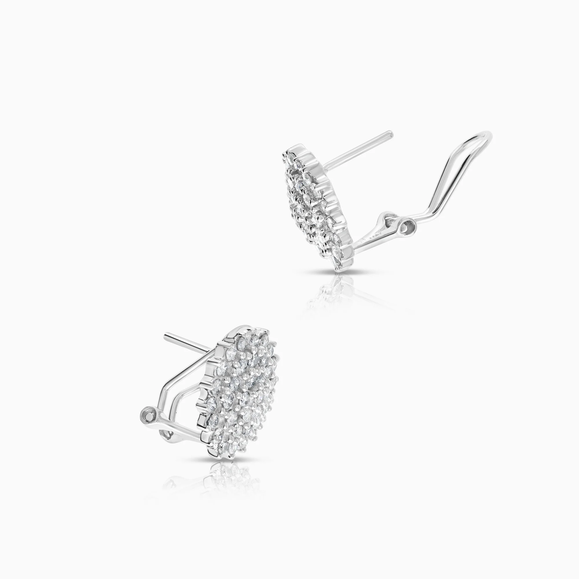 Diamond earrings 1.48ct 14K white gold - Image 2