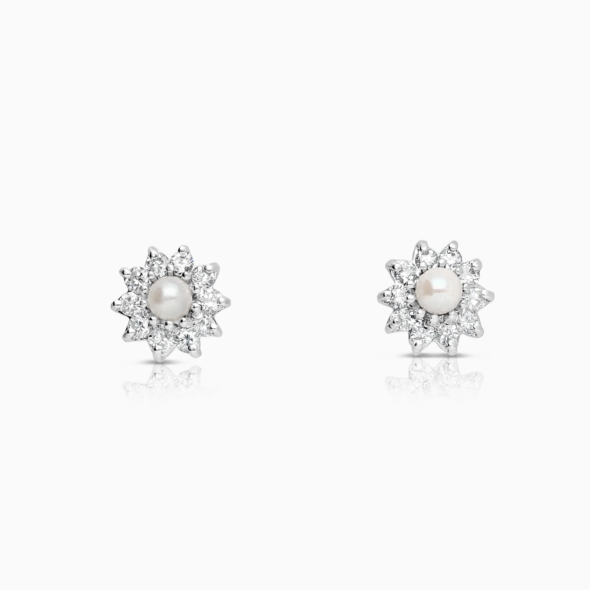 Diamond earrings with pearls 1.78g 18K white gold