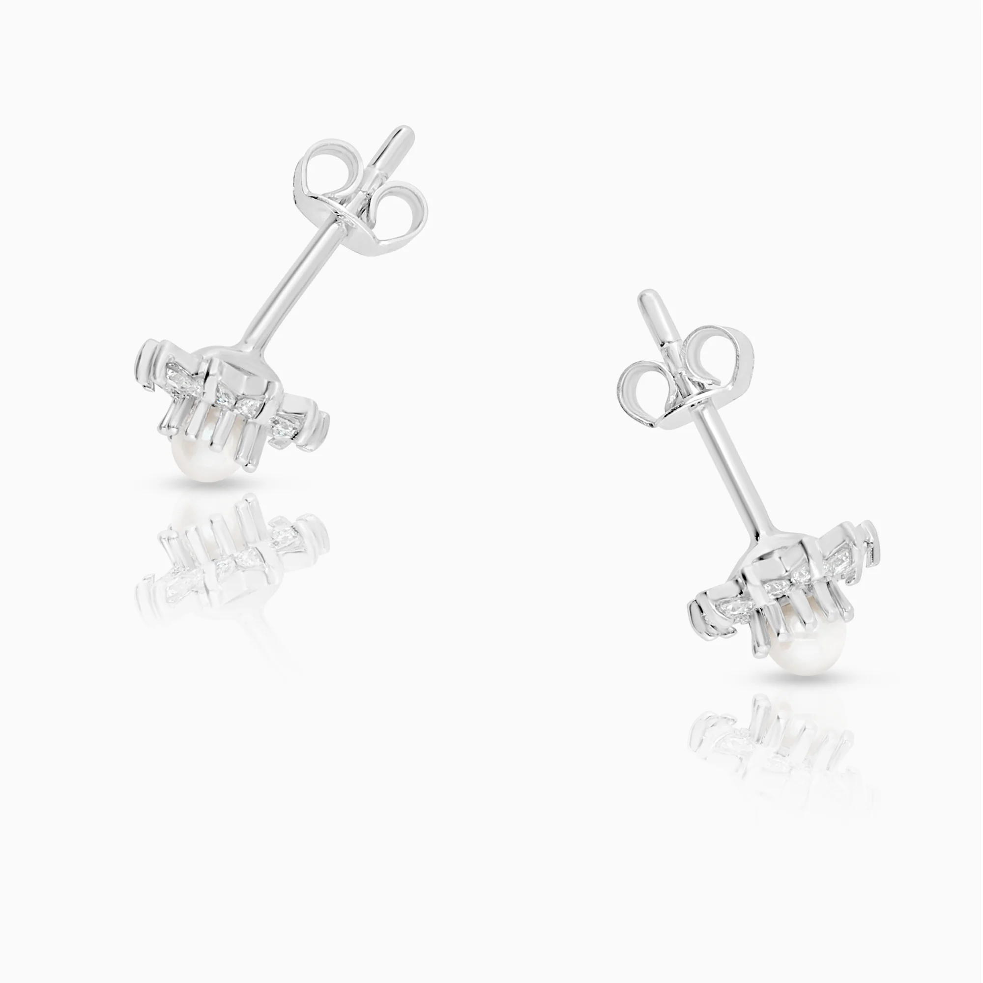 Diamond earrings with pearls 1.78g 18K white gold - Image 2