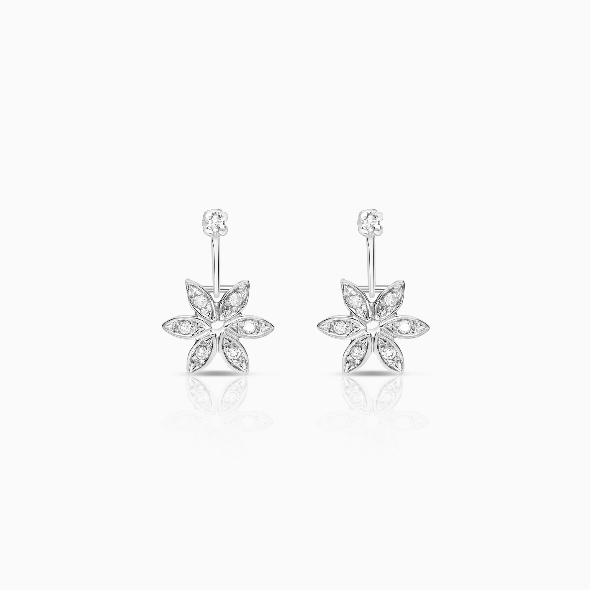 Diamond earrings flower 0.16ct 18K white gold