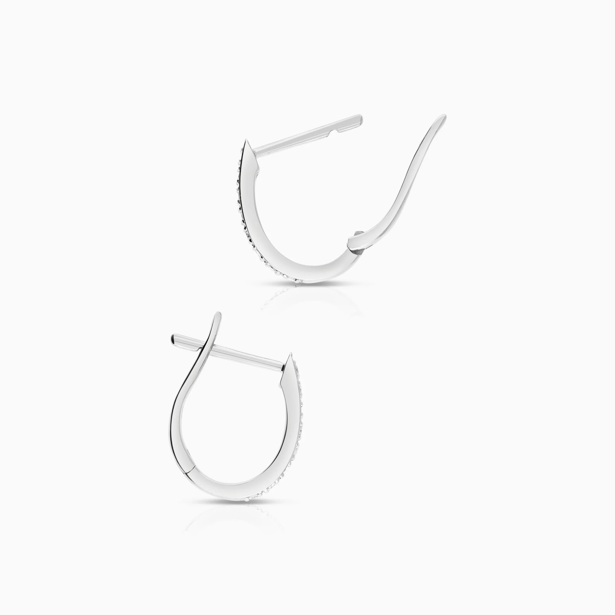 Diamond hoop earrings 0.05ct 18K white gold - Image 2