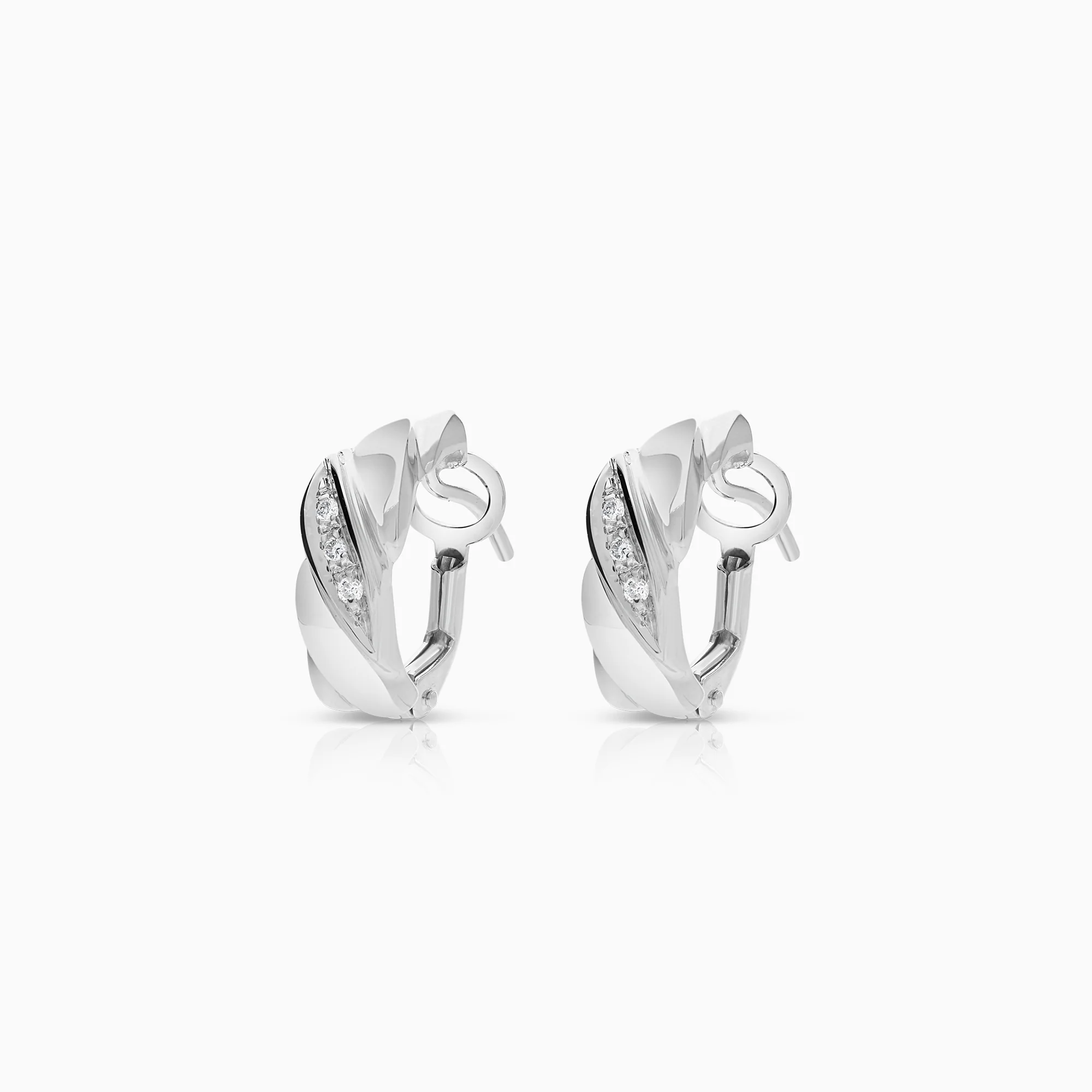 Diamond hoop earrings 0.06ct 18K white gold