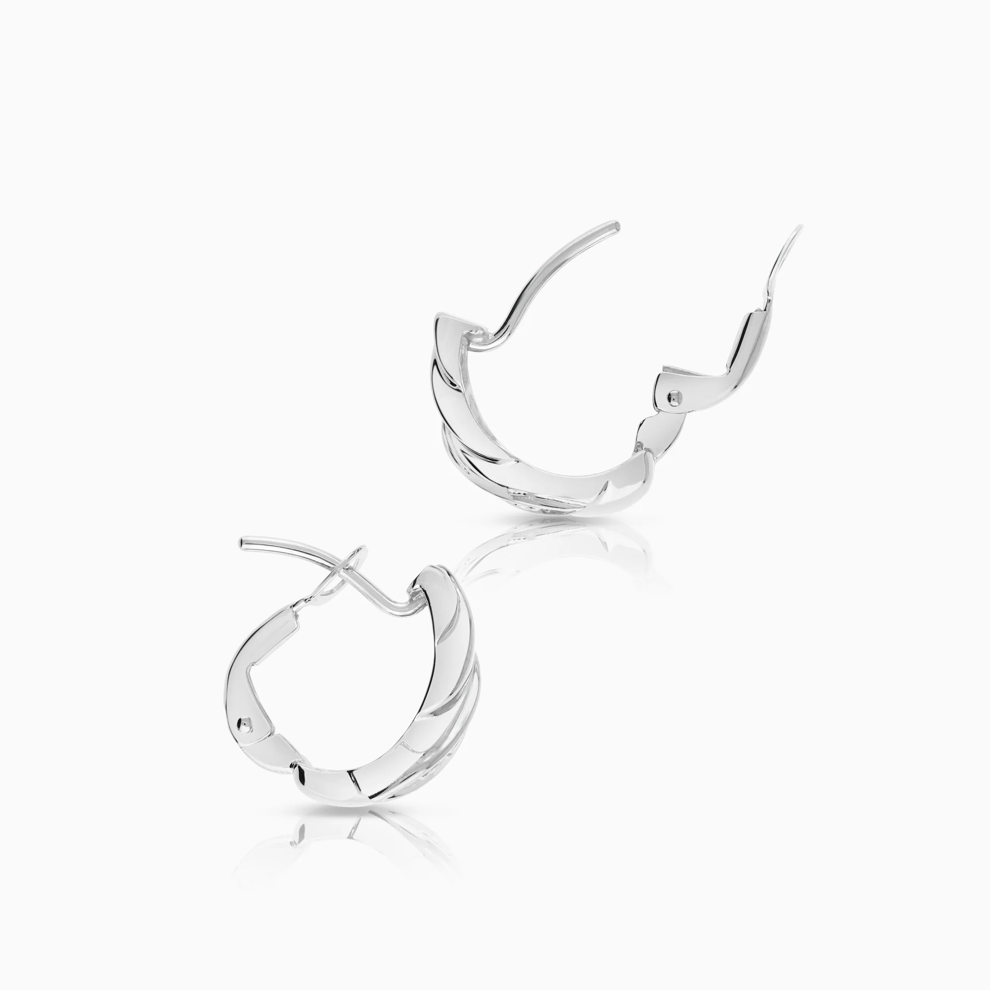 Diamond hoop earrings 0.06ct 18K white gold - Image 2