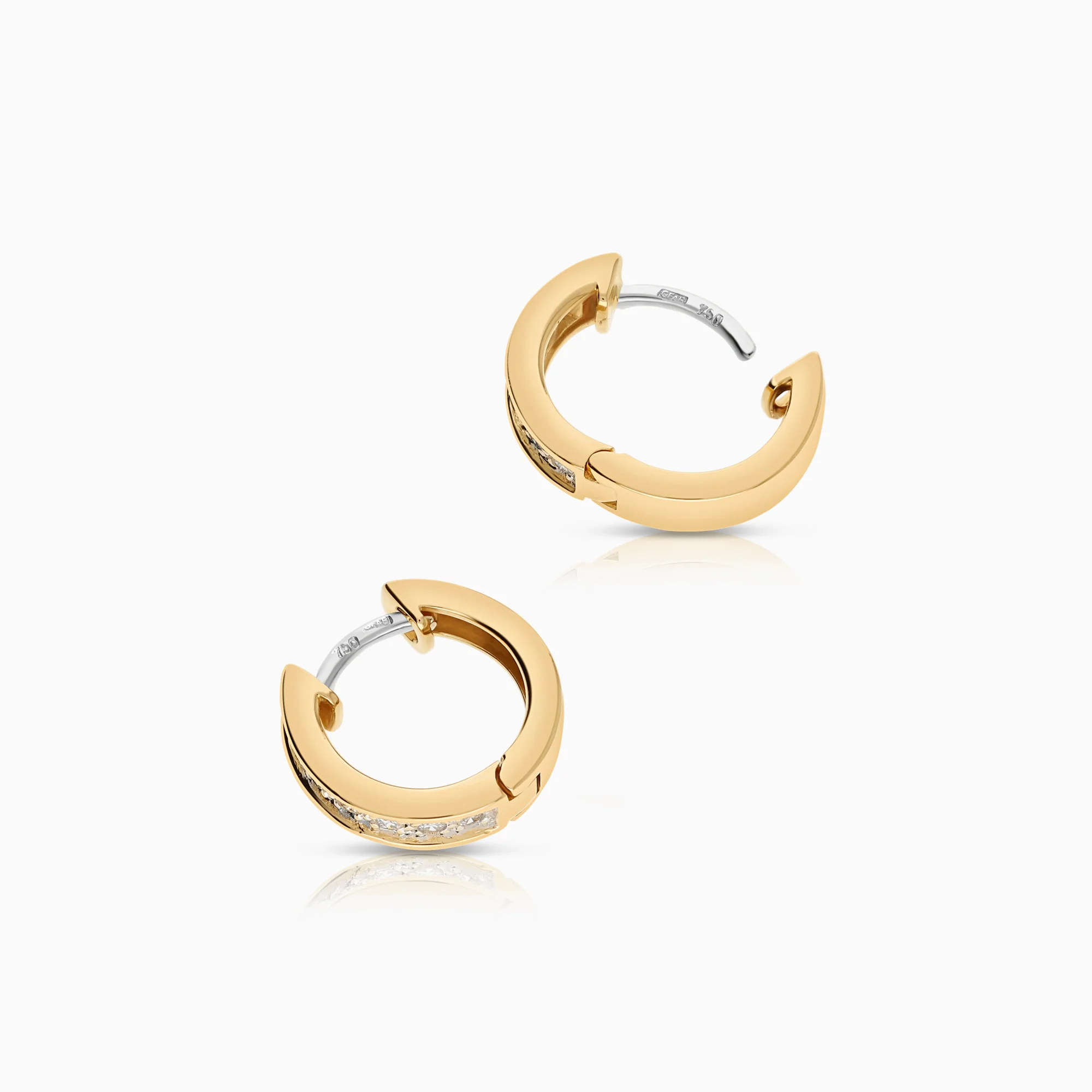 Diamond hoop earrings 0.14ct 18K gold - Image 2