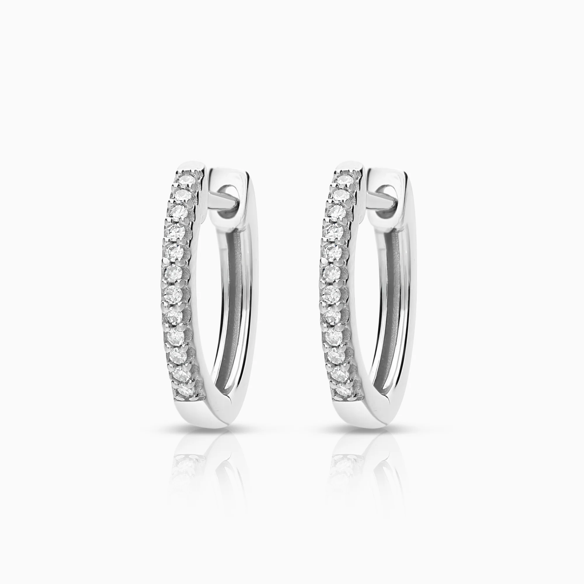 Diamond hoop earrings 0.07ct 18K white gold