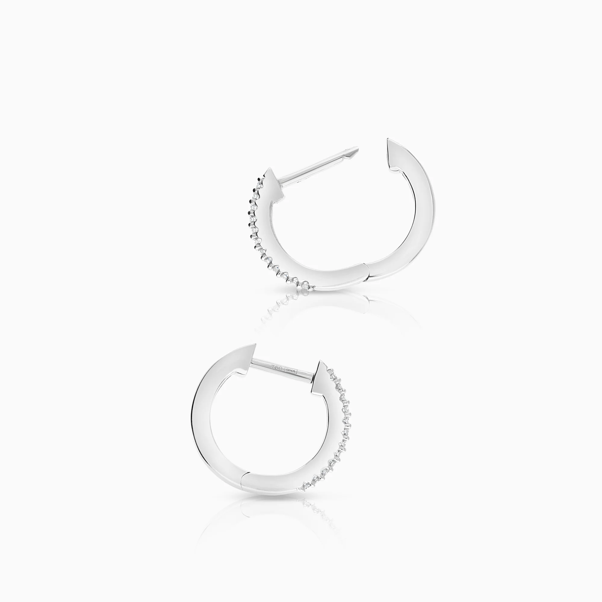 Diamond hoop earrings 0.07ct 18K white gold - Image 2