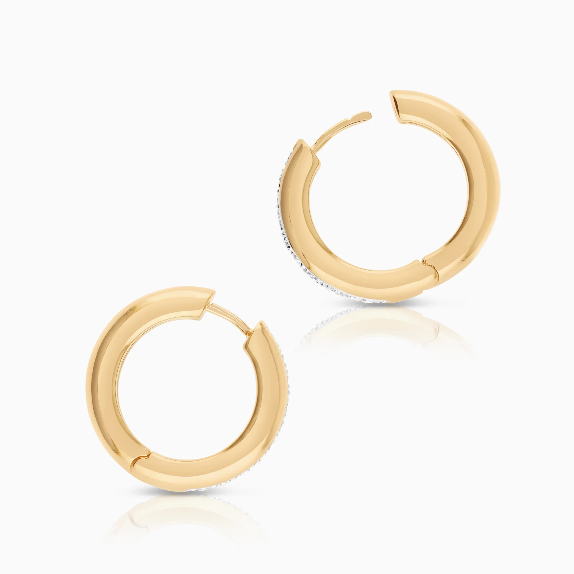 Diamond earrings Hoops 0.12ct 18K gold - Image 2
