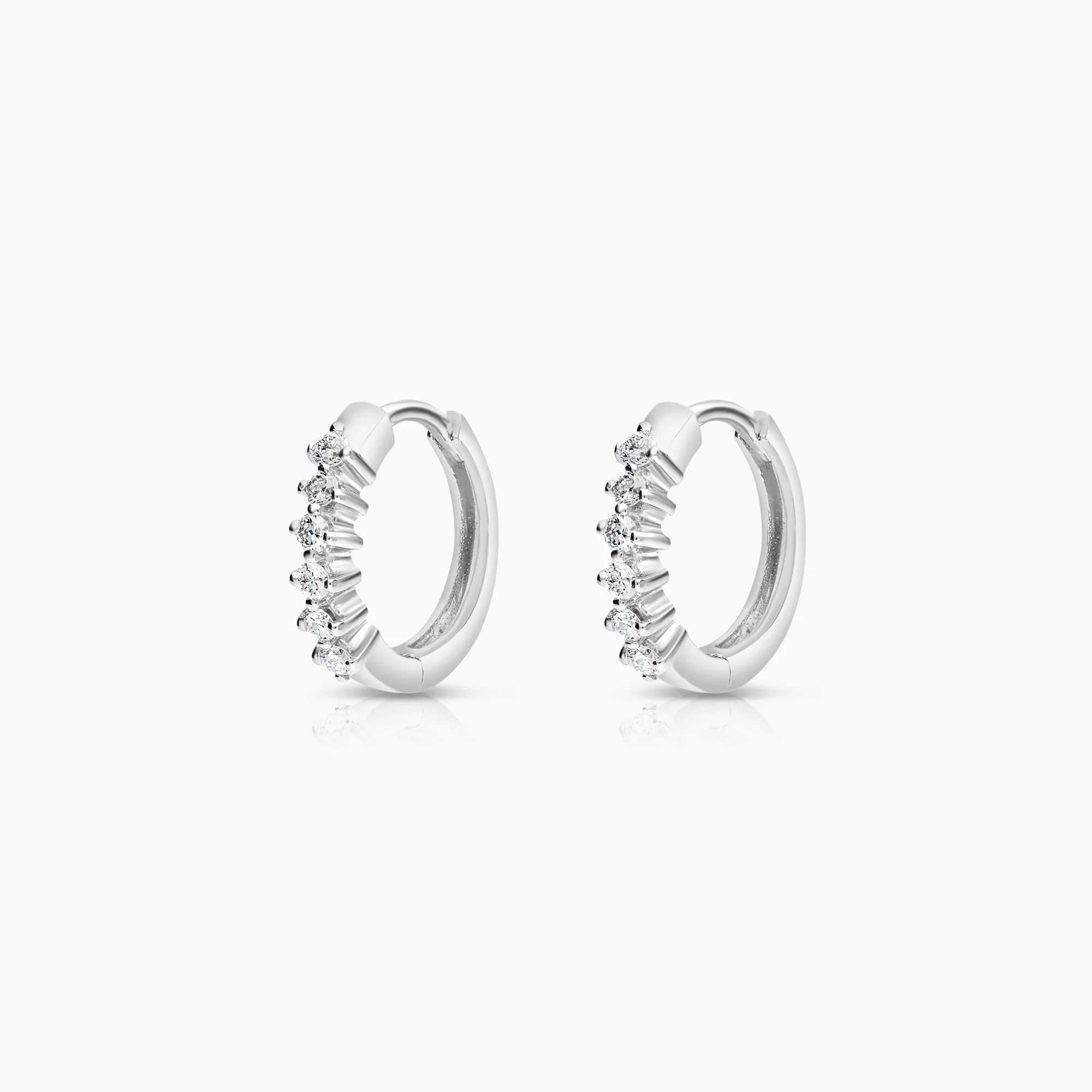 Diamond hoop earrings 0.18ct 18K white gold