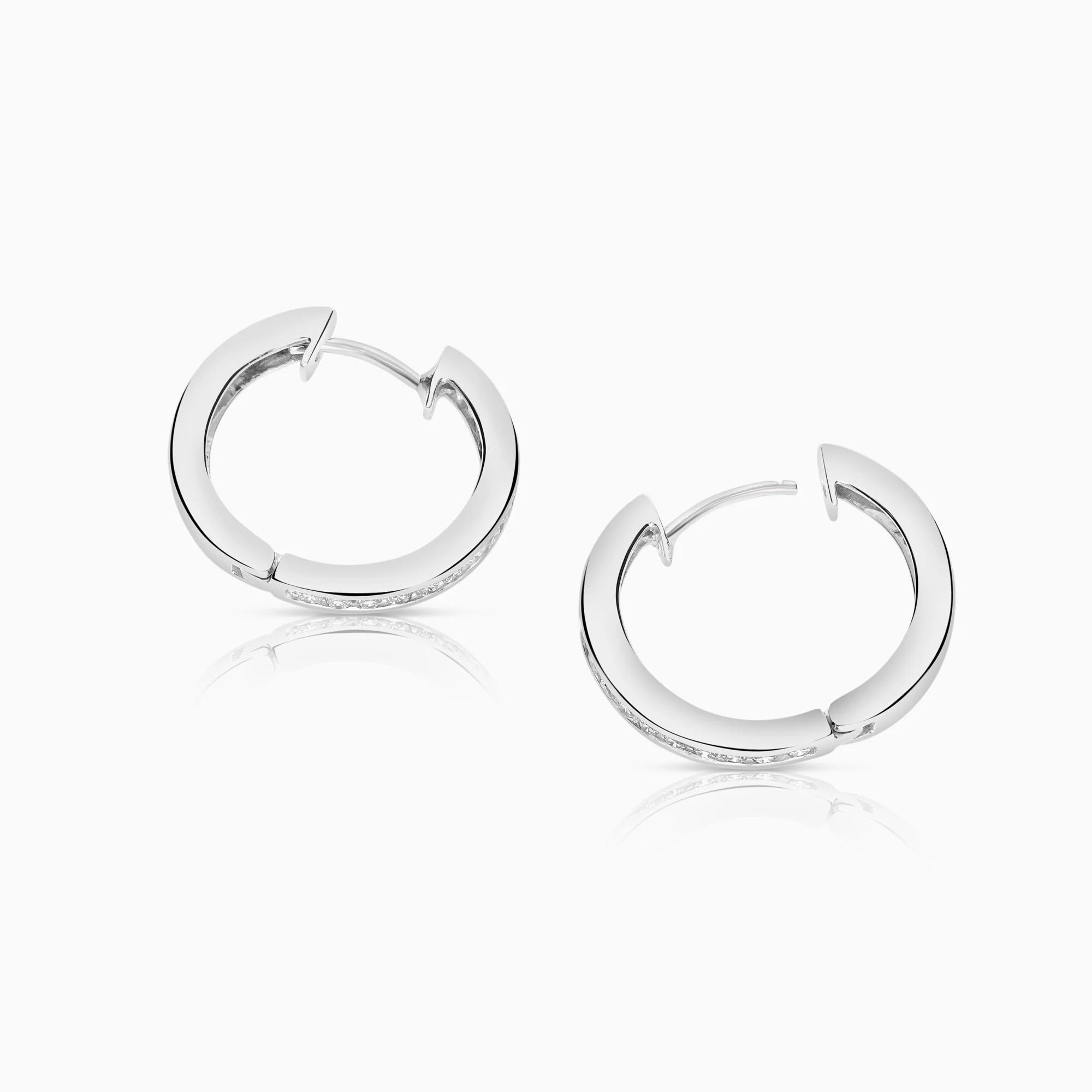Diamond hoop earrings 0.45ct 18K white gold - Image 2