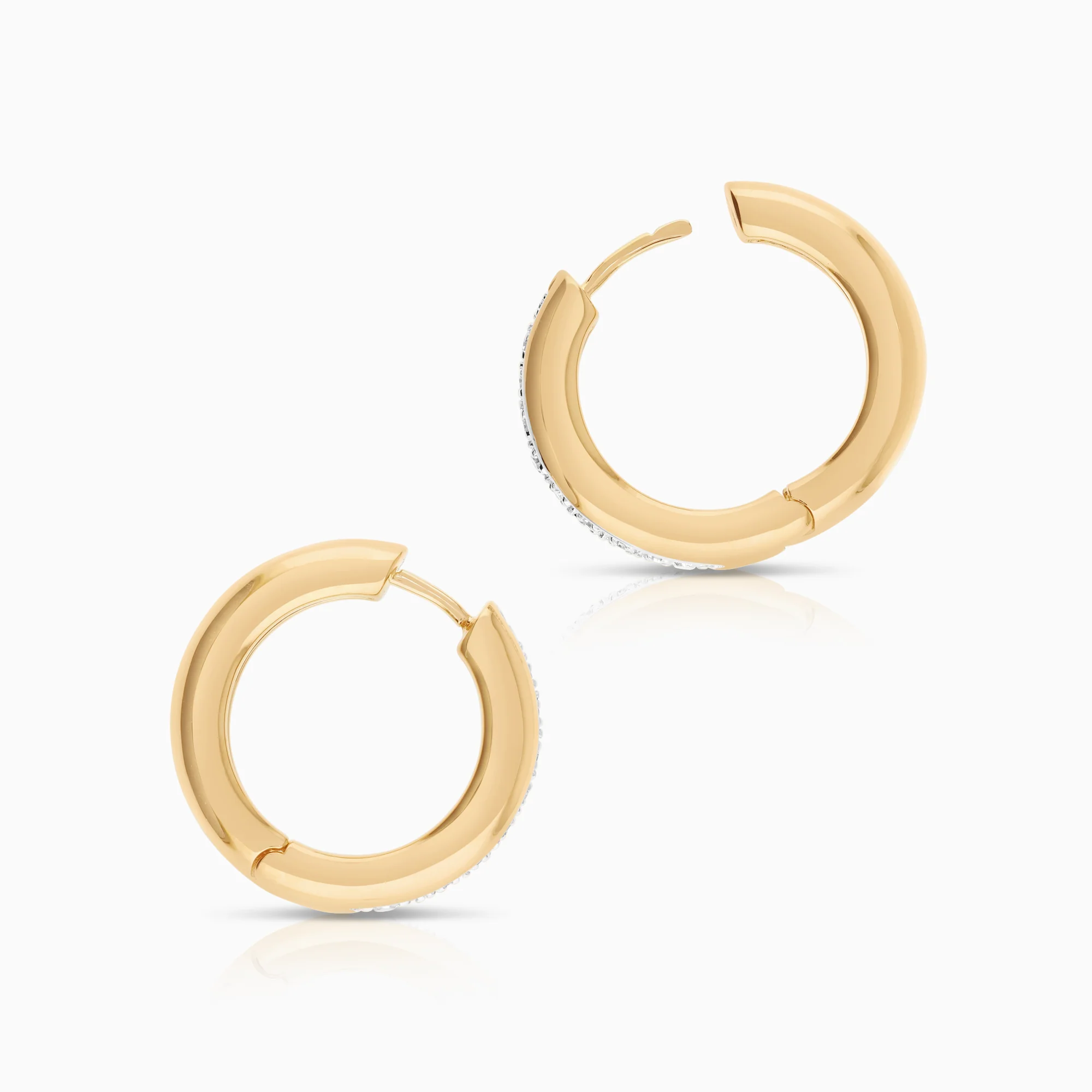Diamond earrings Hoops 0.12ct 18K gold - Image 2