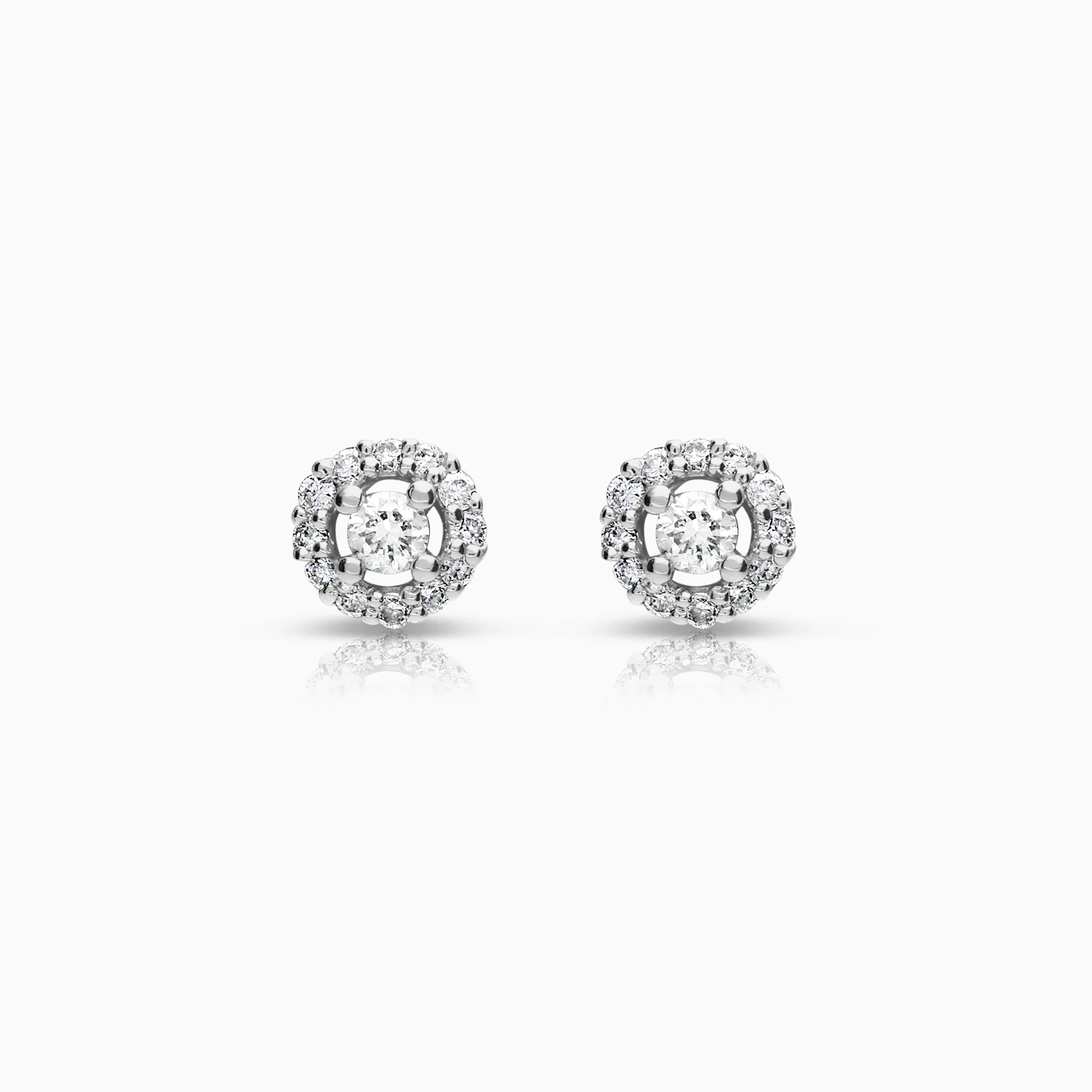 Diamond halo earrings 0.10ct 18K white gold