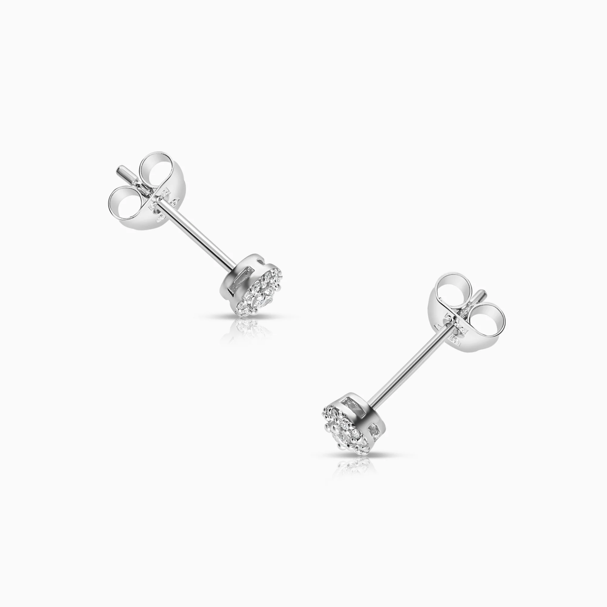 Diamond halo earrings 0.10ct 18K white gold - Image 2