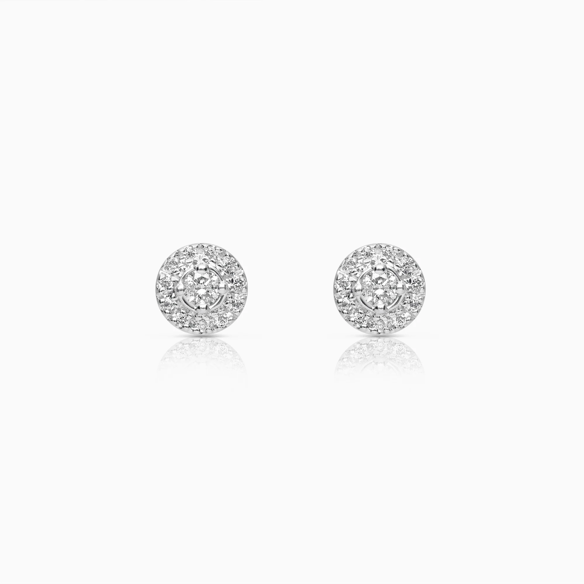Diamond halo earrings 0.25ct 18K white gold