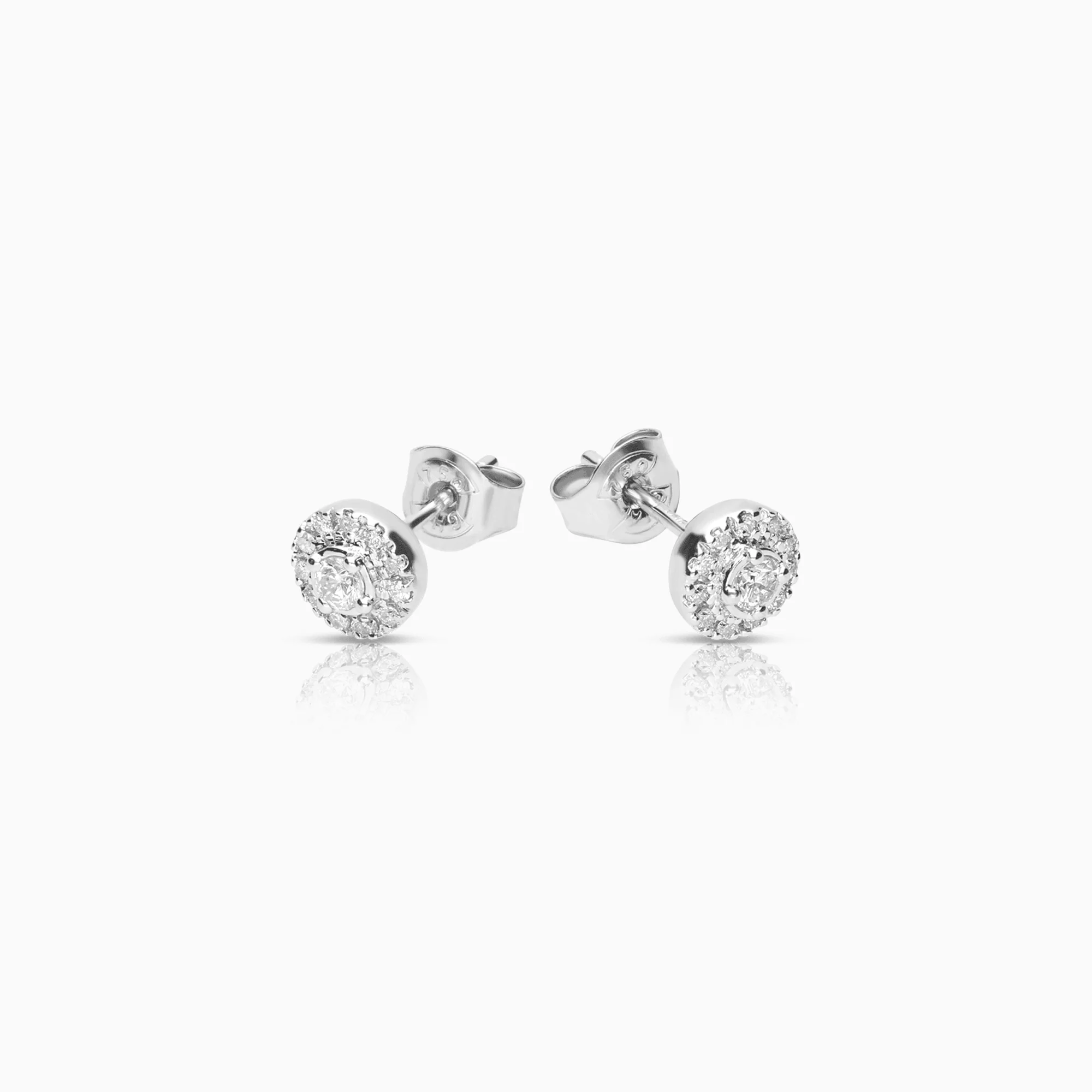 Diamond halo earrings 0.25ct 18K white gold - Image 2