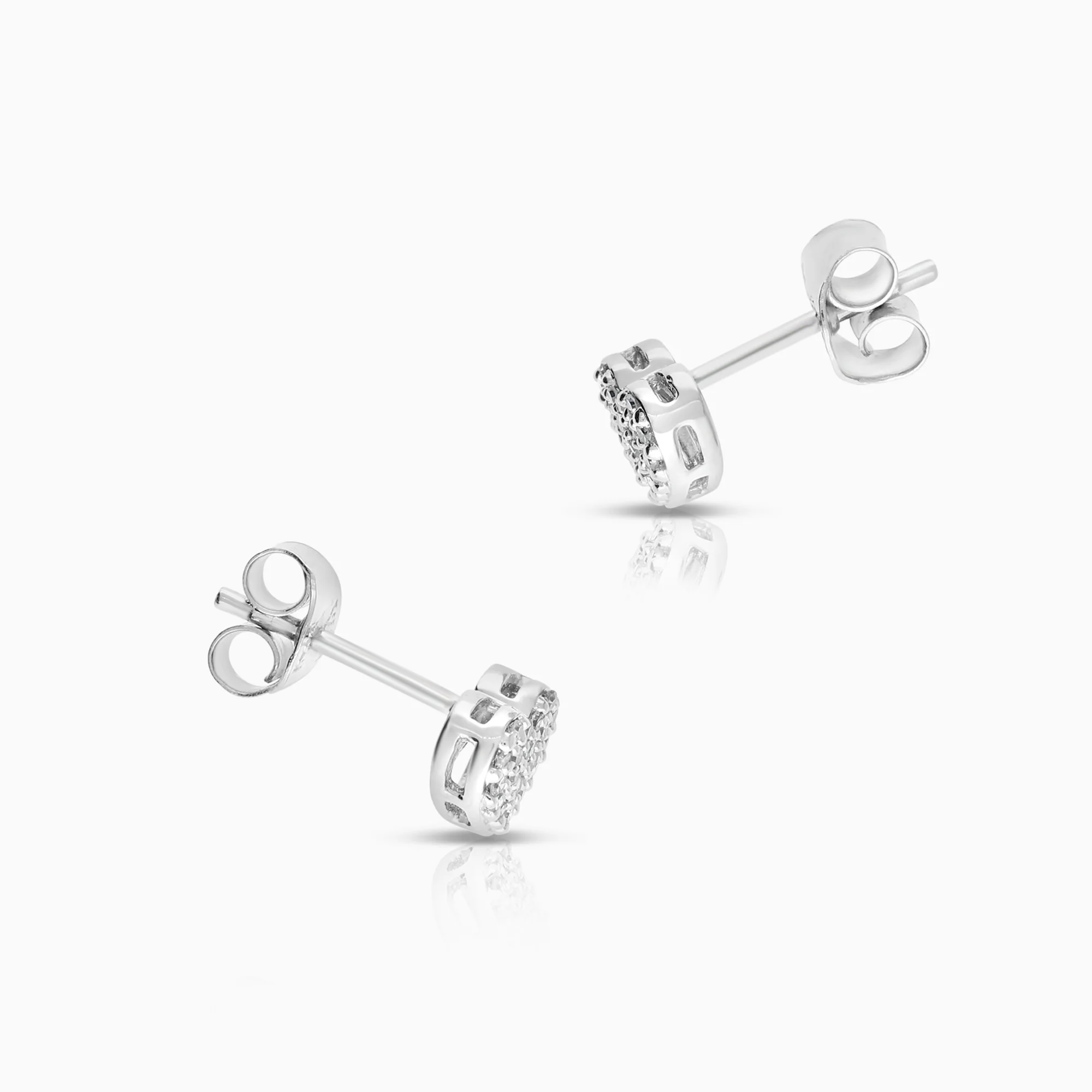 Diamond earrings hearts 0.09ct 18K white gold - Image 2