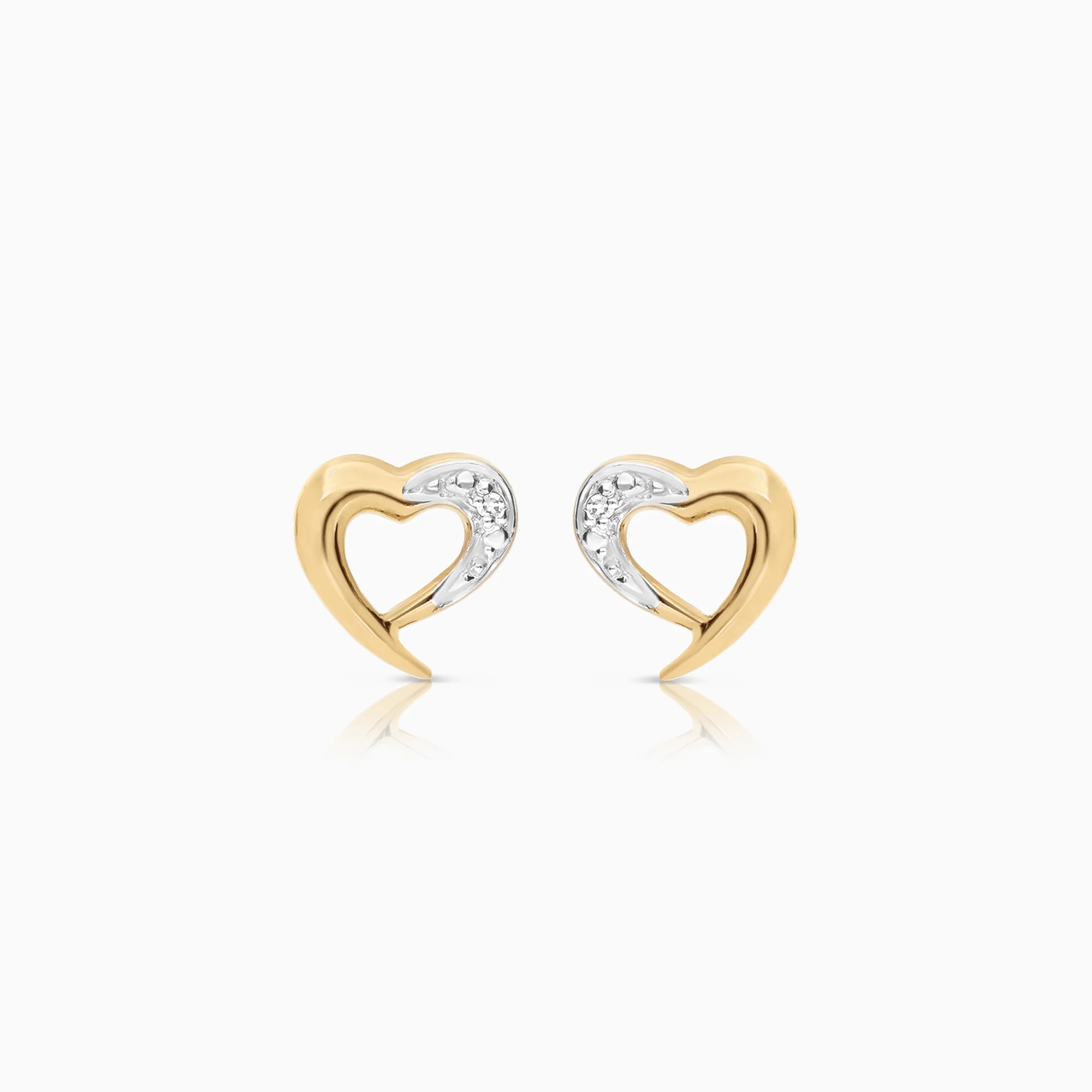 Diamond earrings hearts 0.01ct 18K gold