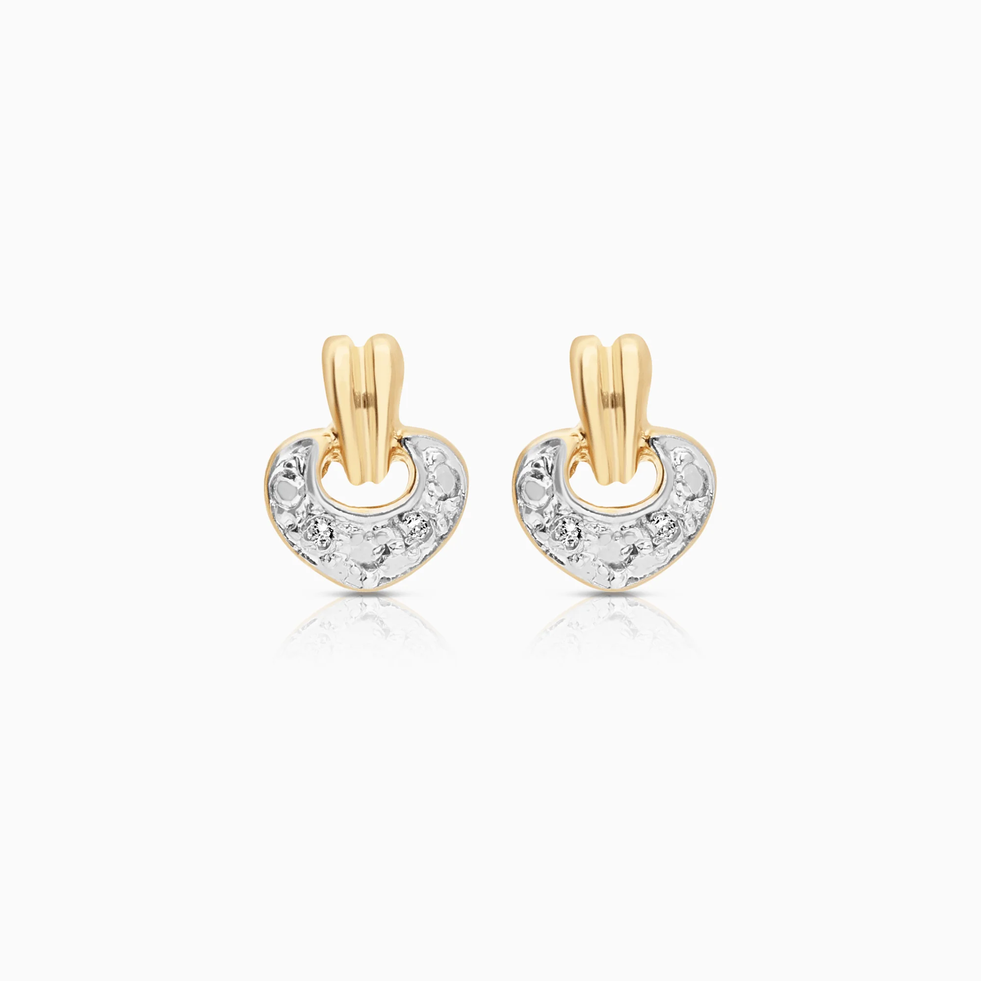Diamond heart earrings 0.02ct 18K gold