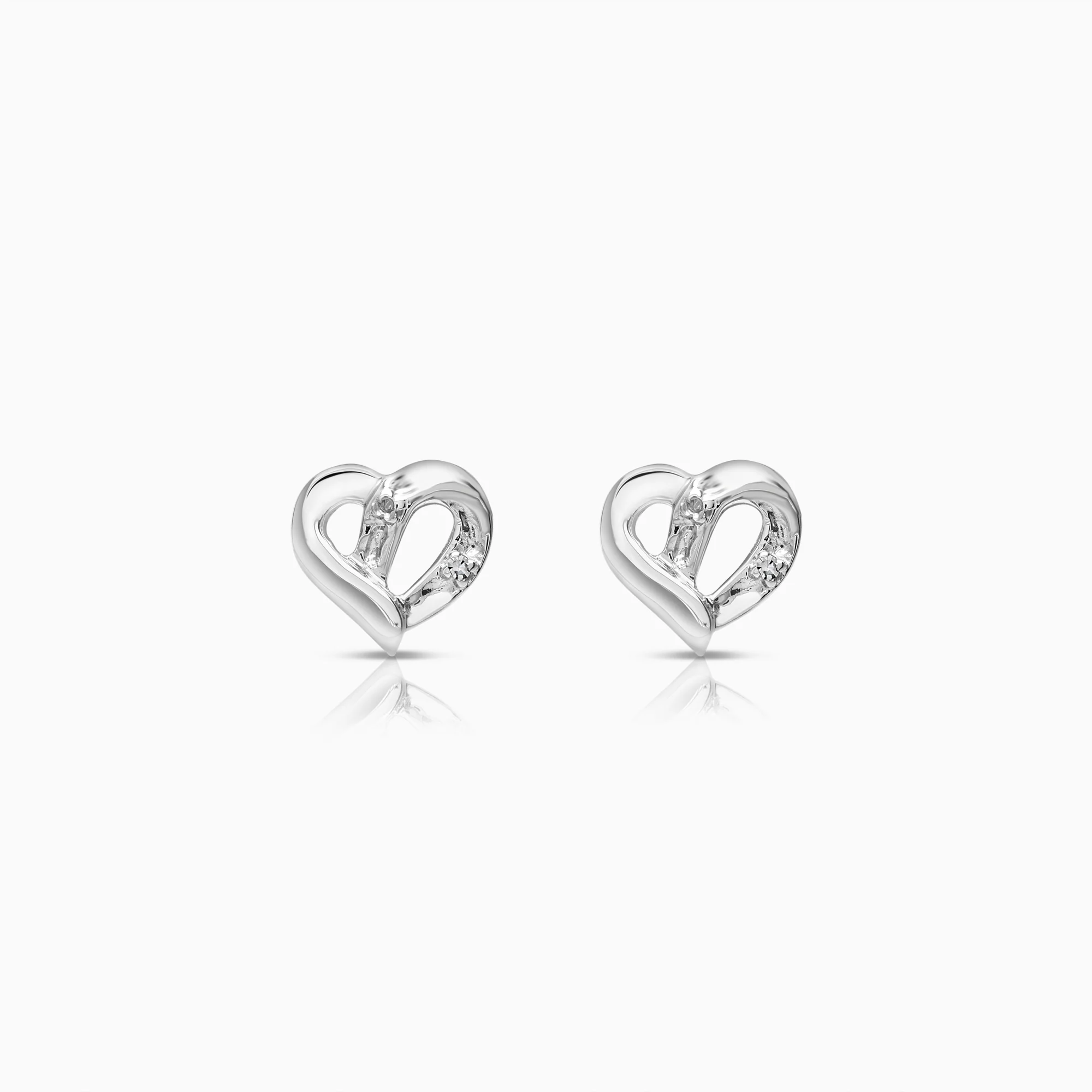 Diamond heart earrings 0.02ct 18K white gold