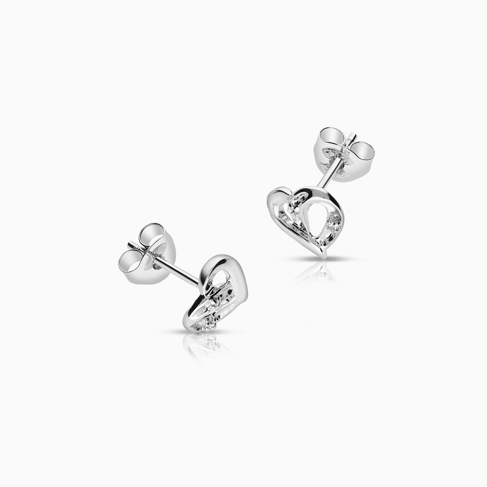 Diamond heart earrings 0.02ct 18K white gold - Image 2