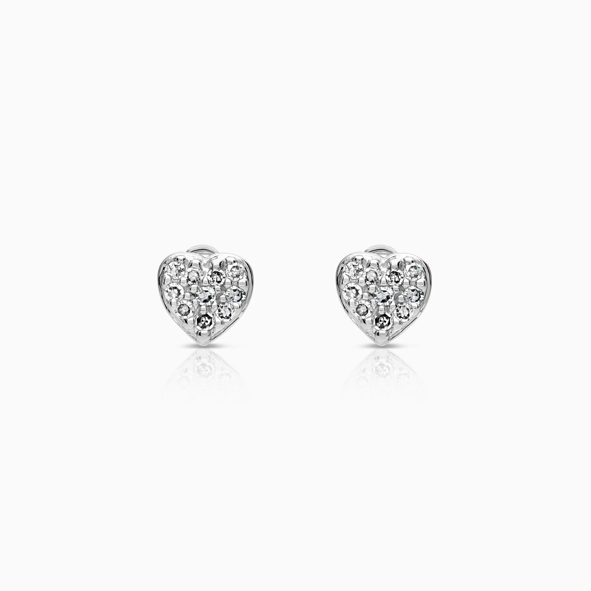 Diamond heart earrings 0.05ct 18K white gold