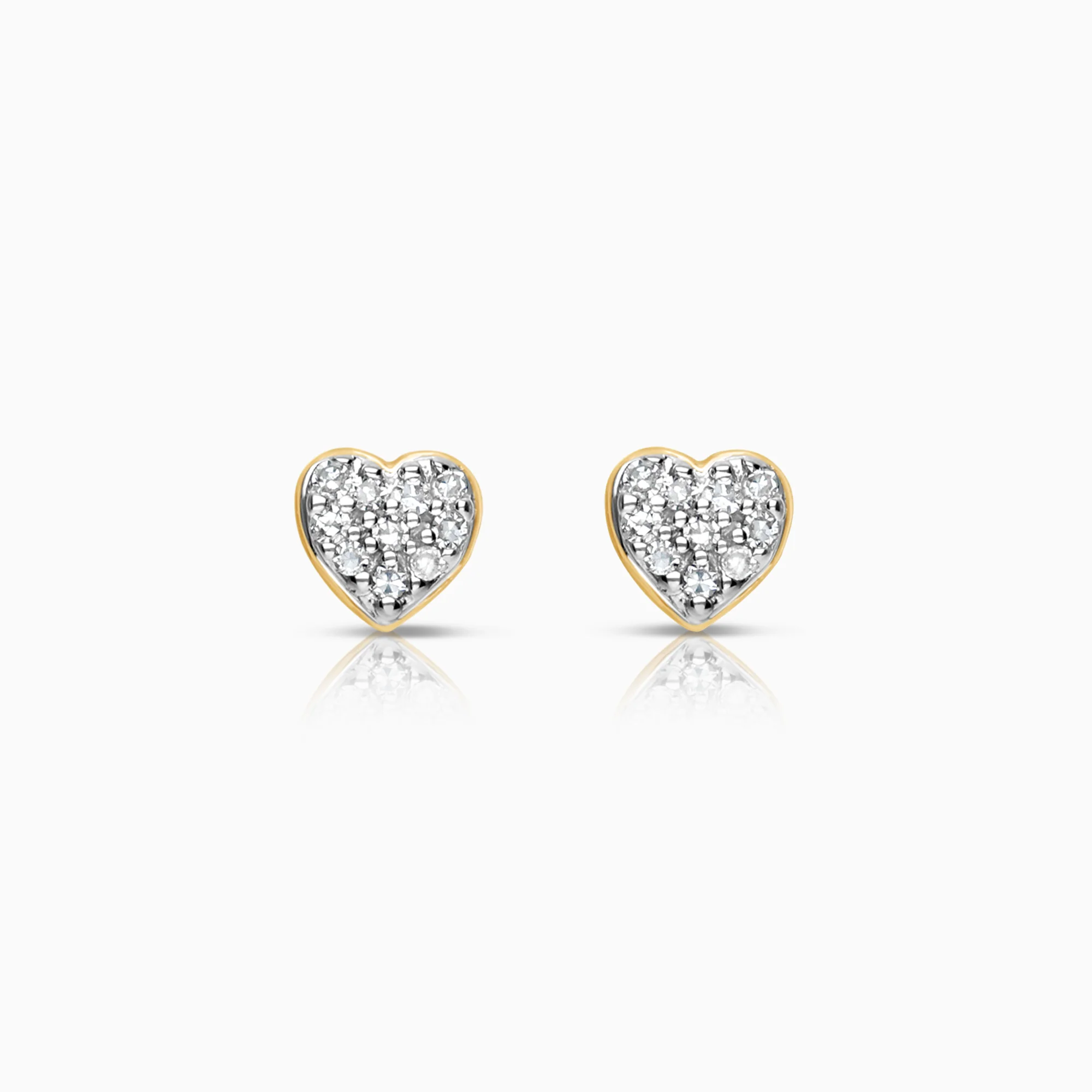 Diamond heart earrings 0.06ct 18K gold