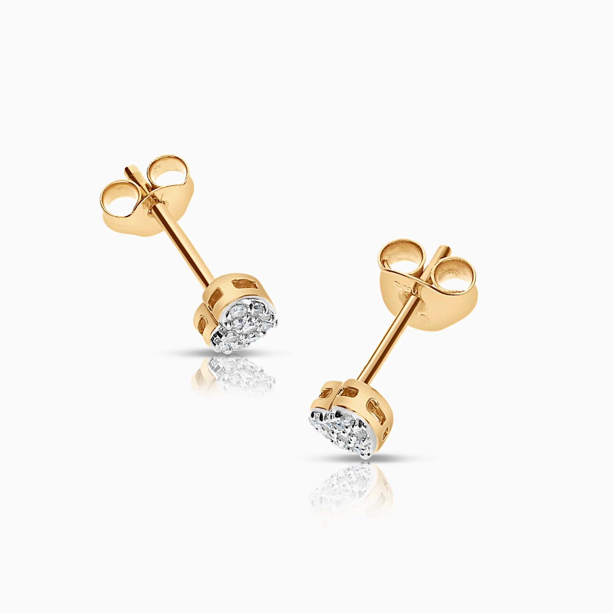 Diamond heart earrings 0.06ct 18K gold - Image 2
