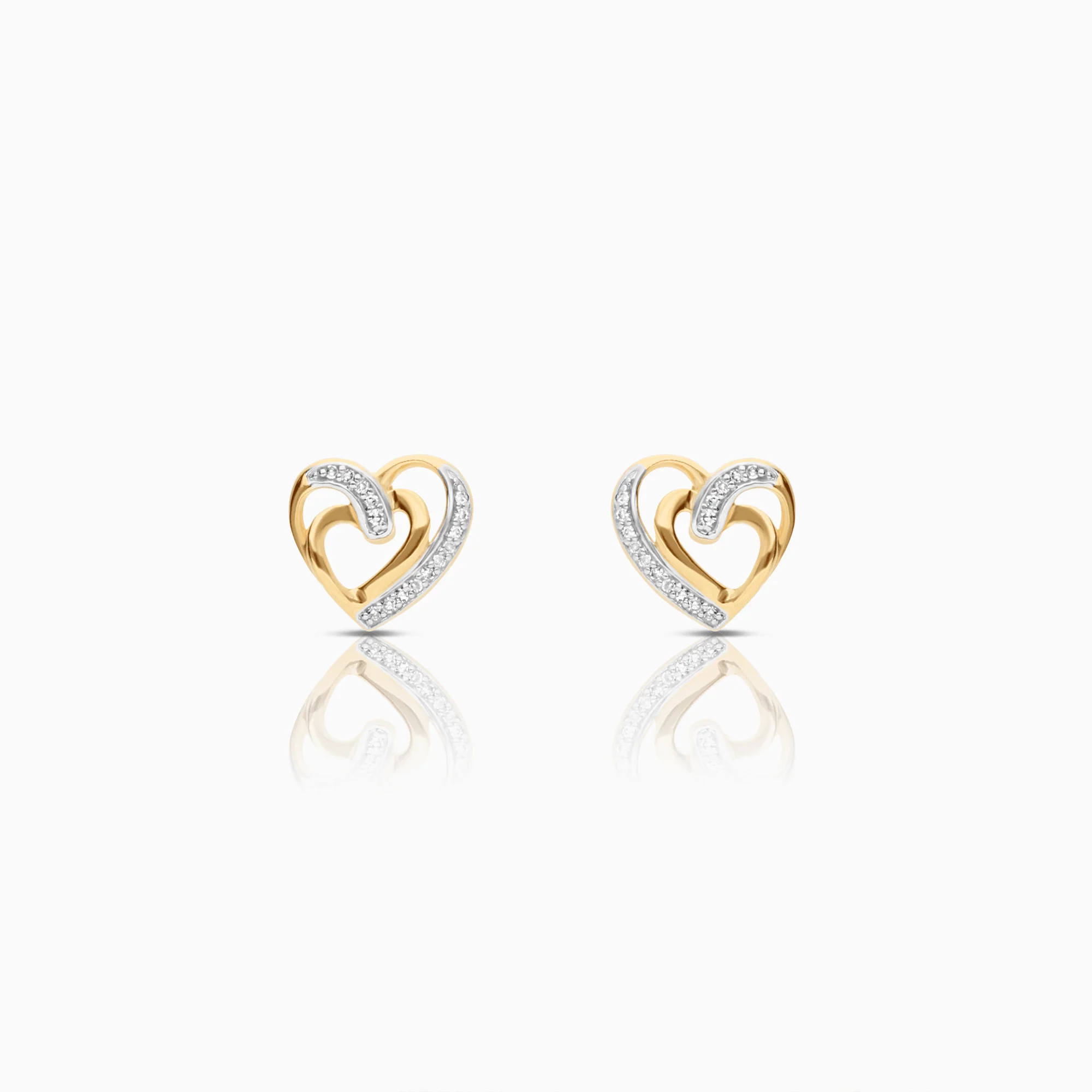 Diamond heart earrings 0.10ct 18K gold