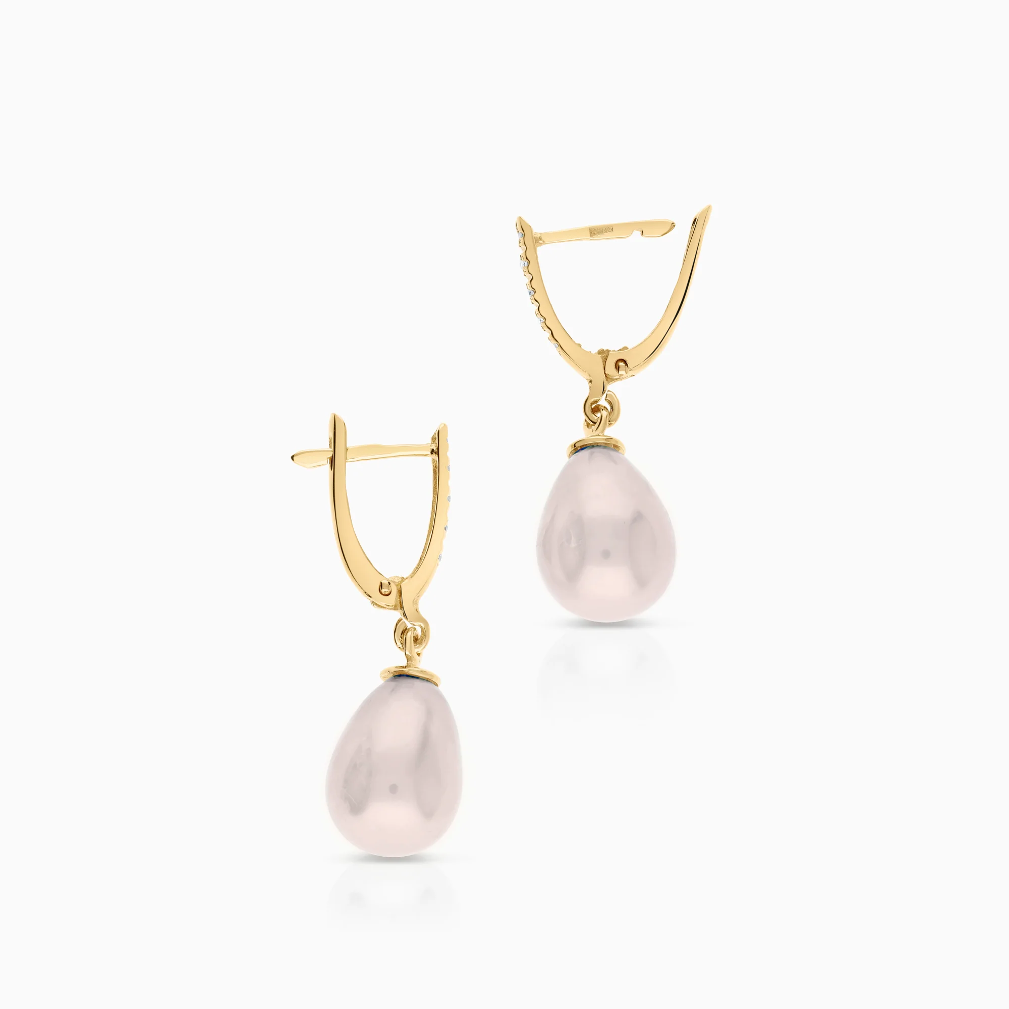Diamond earrings with imitation pearls 0.02ct 14K gold - Image 2