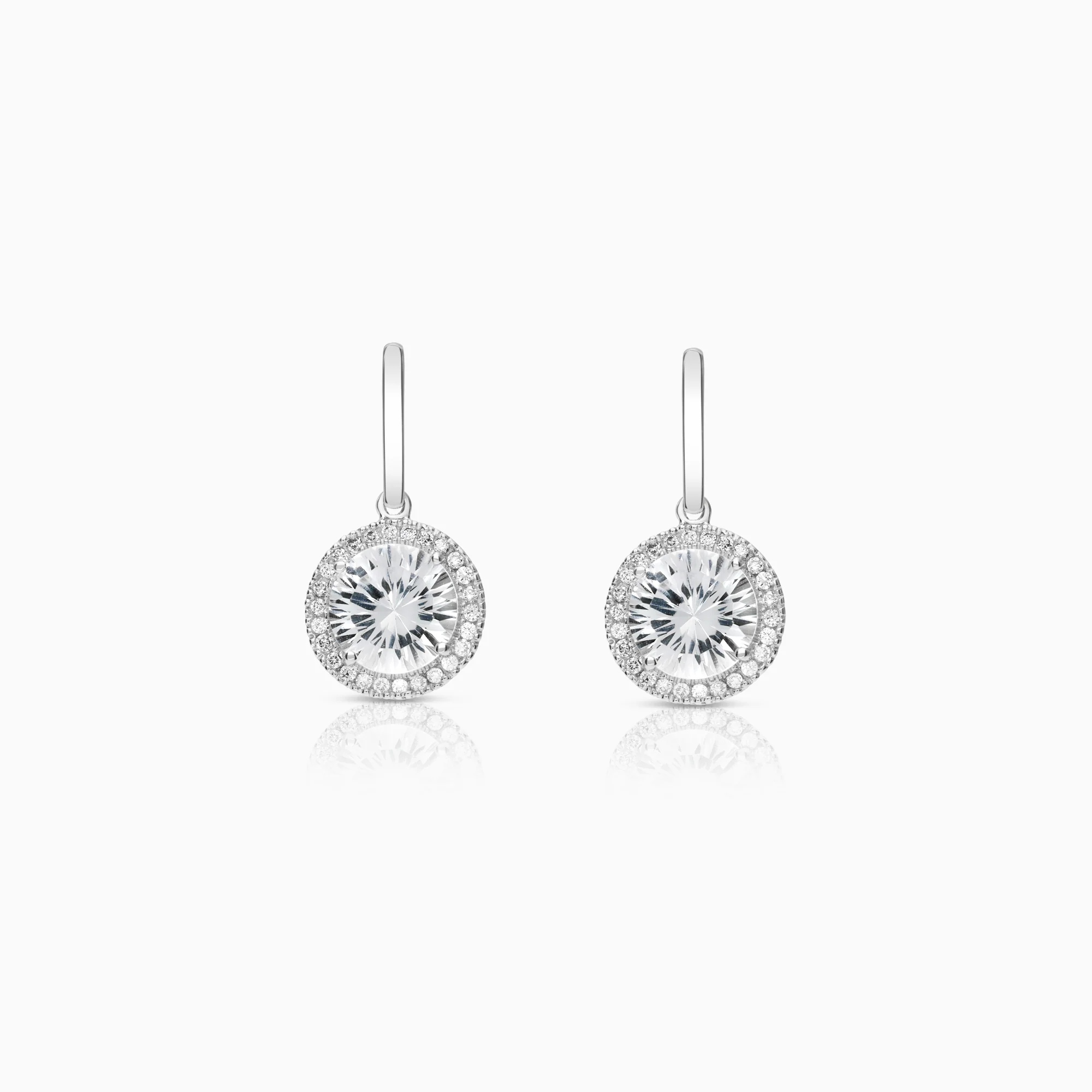 Diamond earrings with gemstones 0.28ct 18K white gold