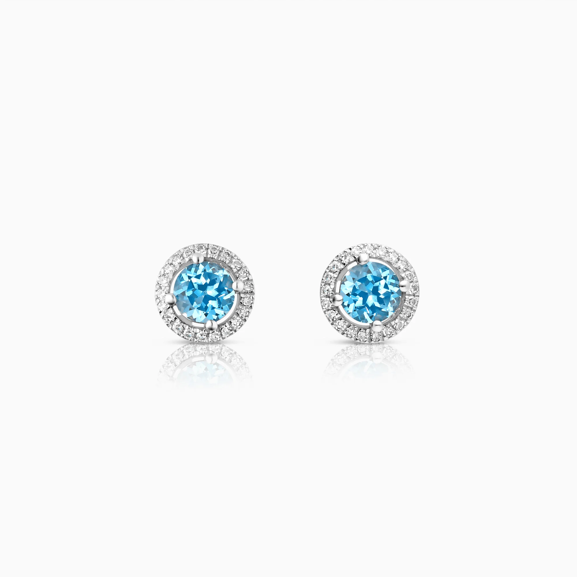 Diamond earrings with blue topazes 2.12g 18K white gold
