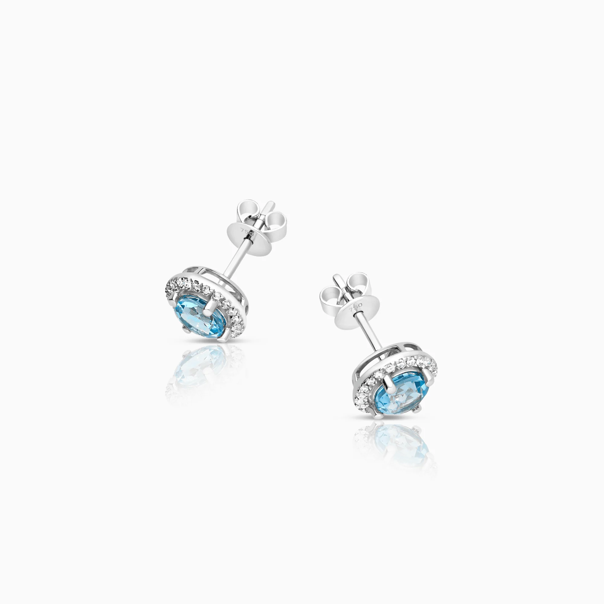 Diamond earrings with blue topazes 2.12g 18K white gold - Image 2