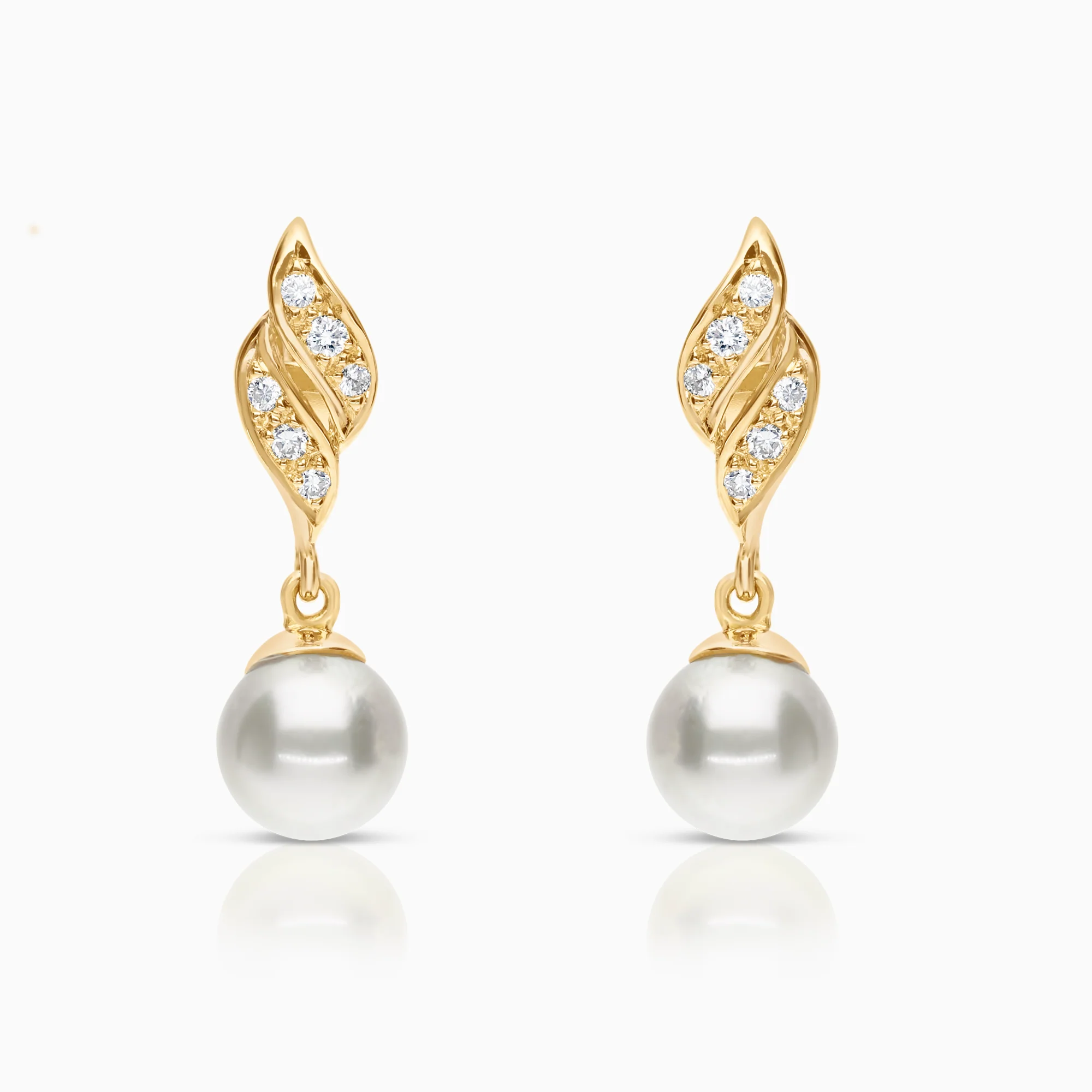 Diamond earrings with pearls 0.16ct 18K gold