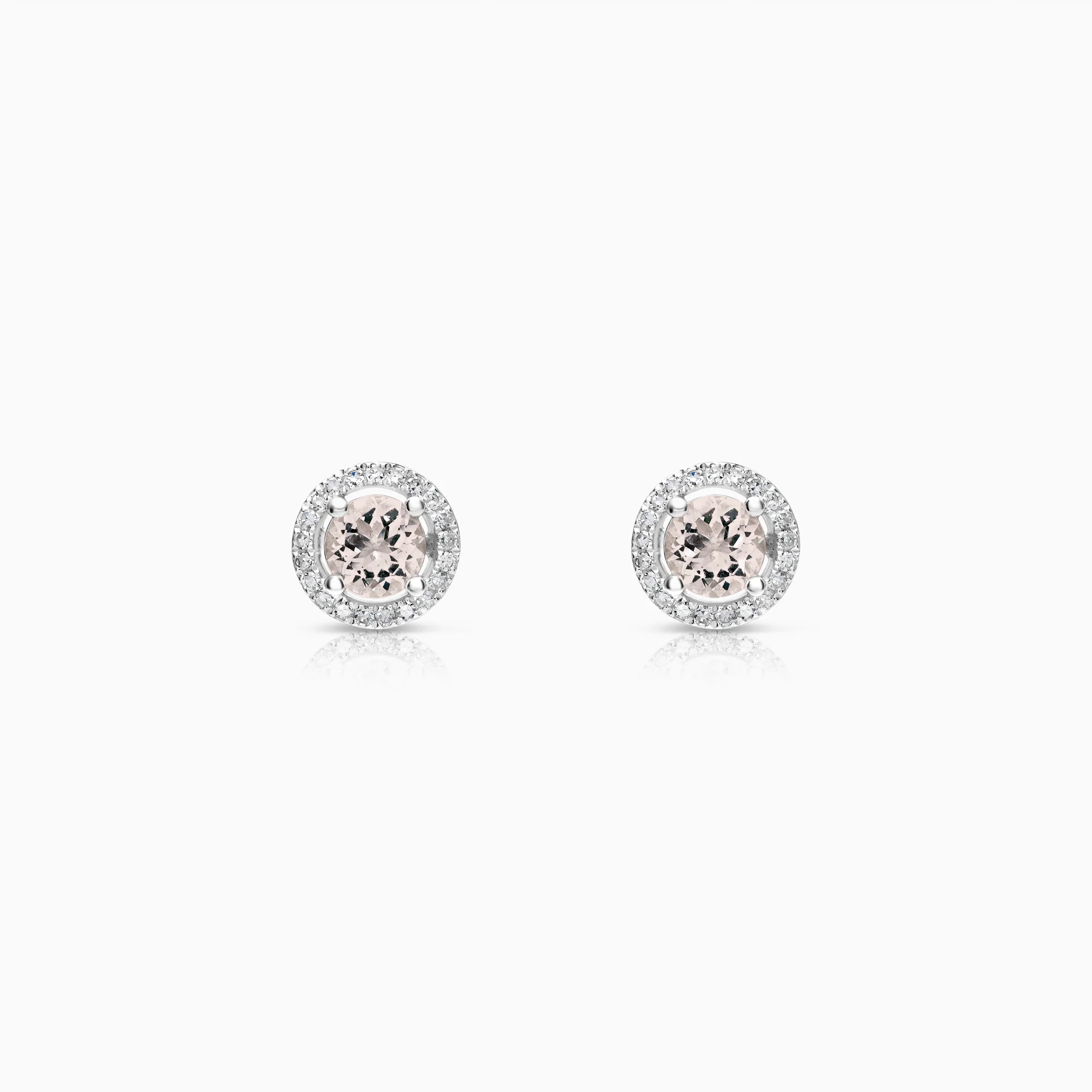 Diamond earrings with pink morganites 0.21ct 18K white gold