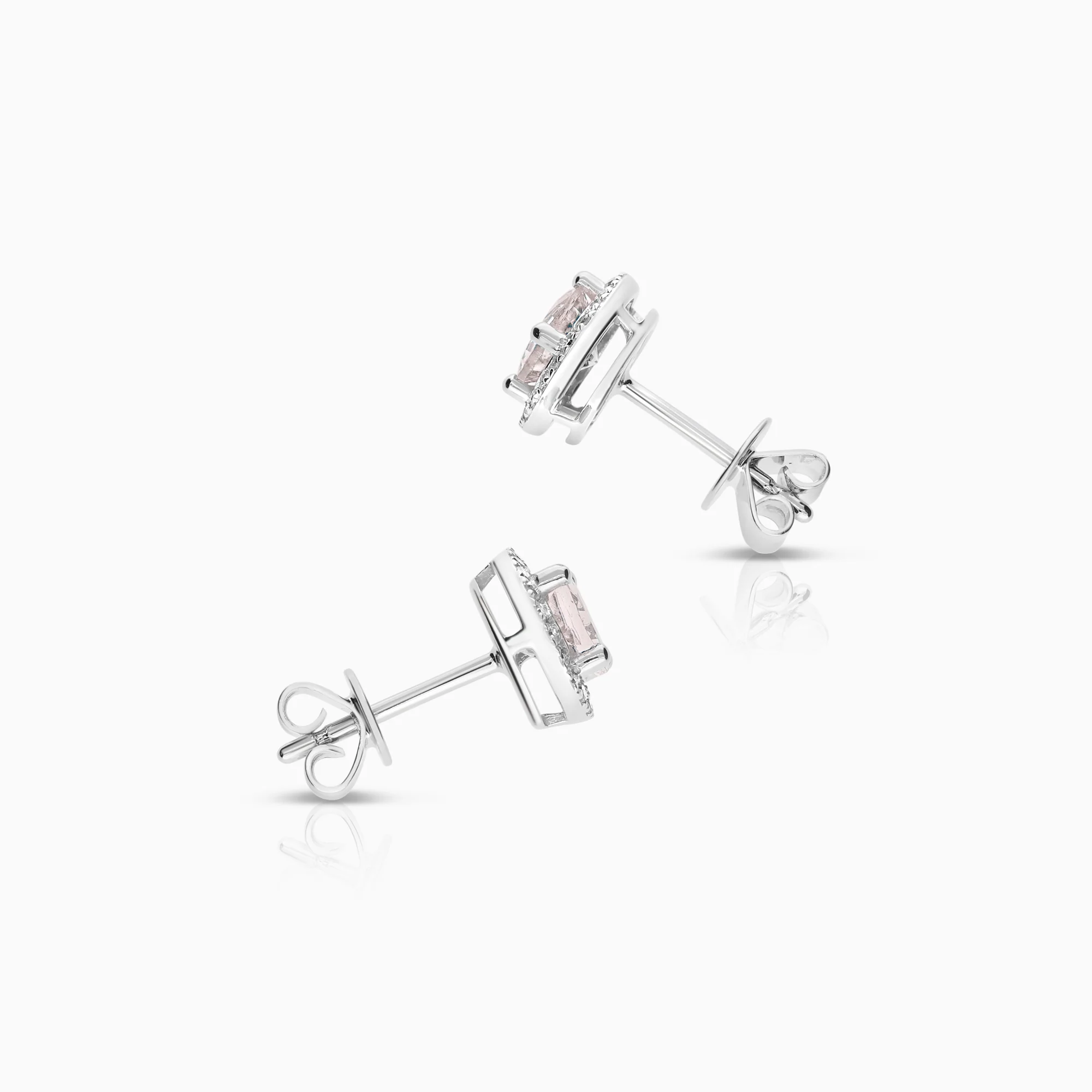 Diamond earrings with pink morganites 0.21ct 18K white gold - Image 2