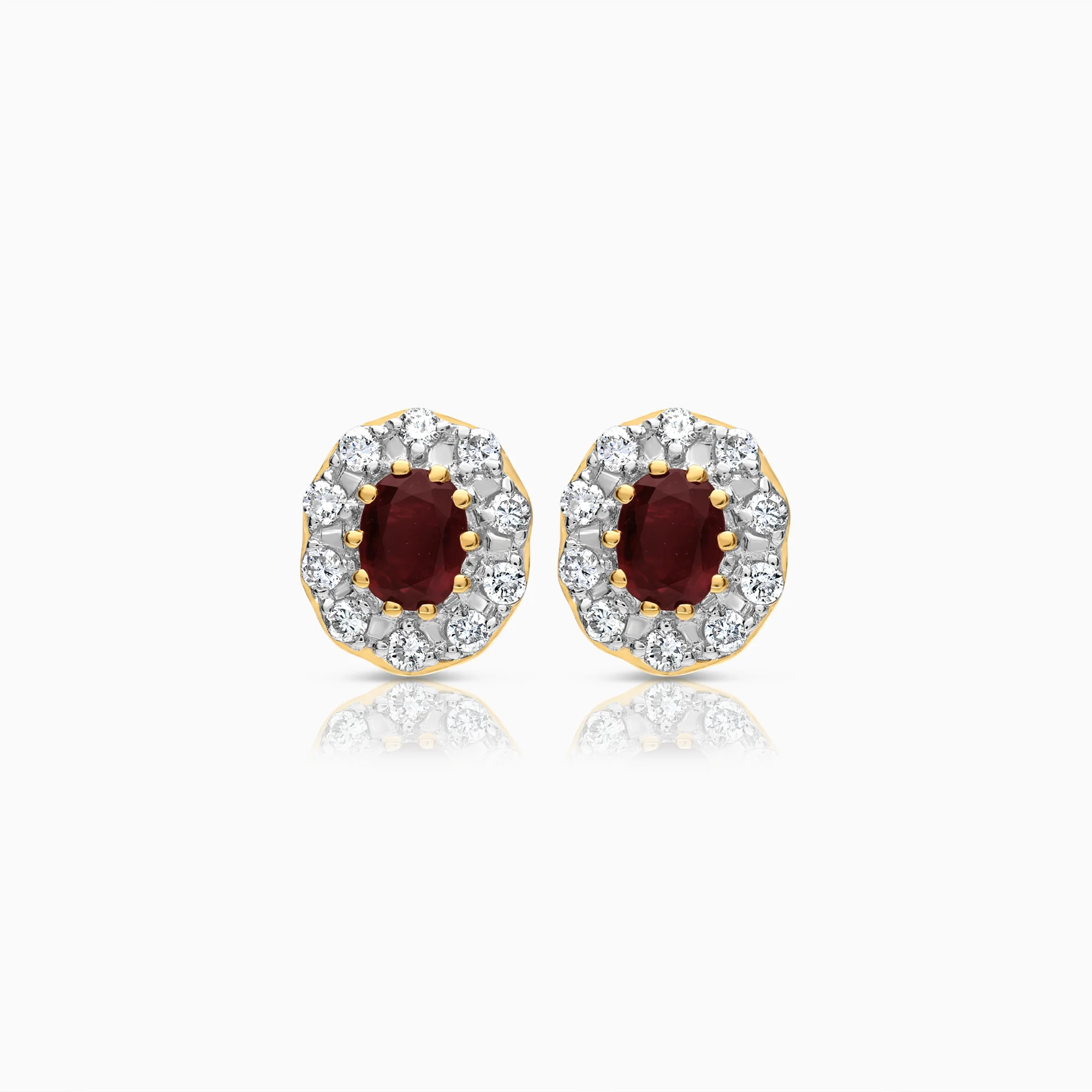 Diamond earrings with rubies 0.36ct 18K gold